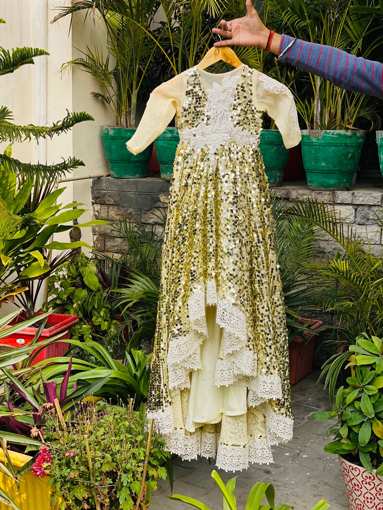 White Golden Sequin Gown