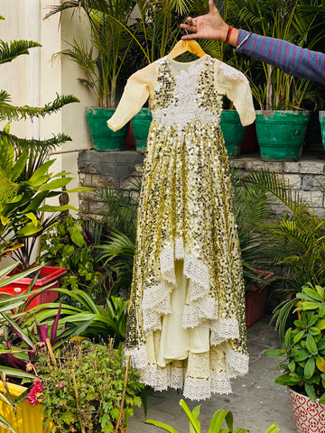 White Golden Sequin Gown