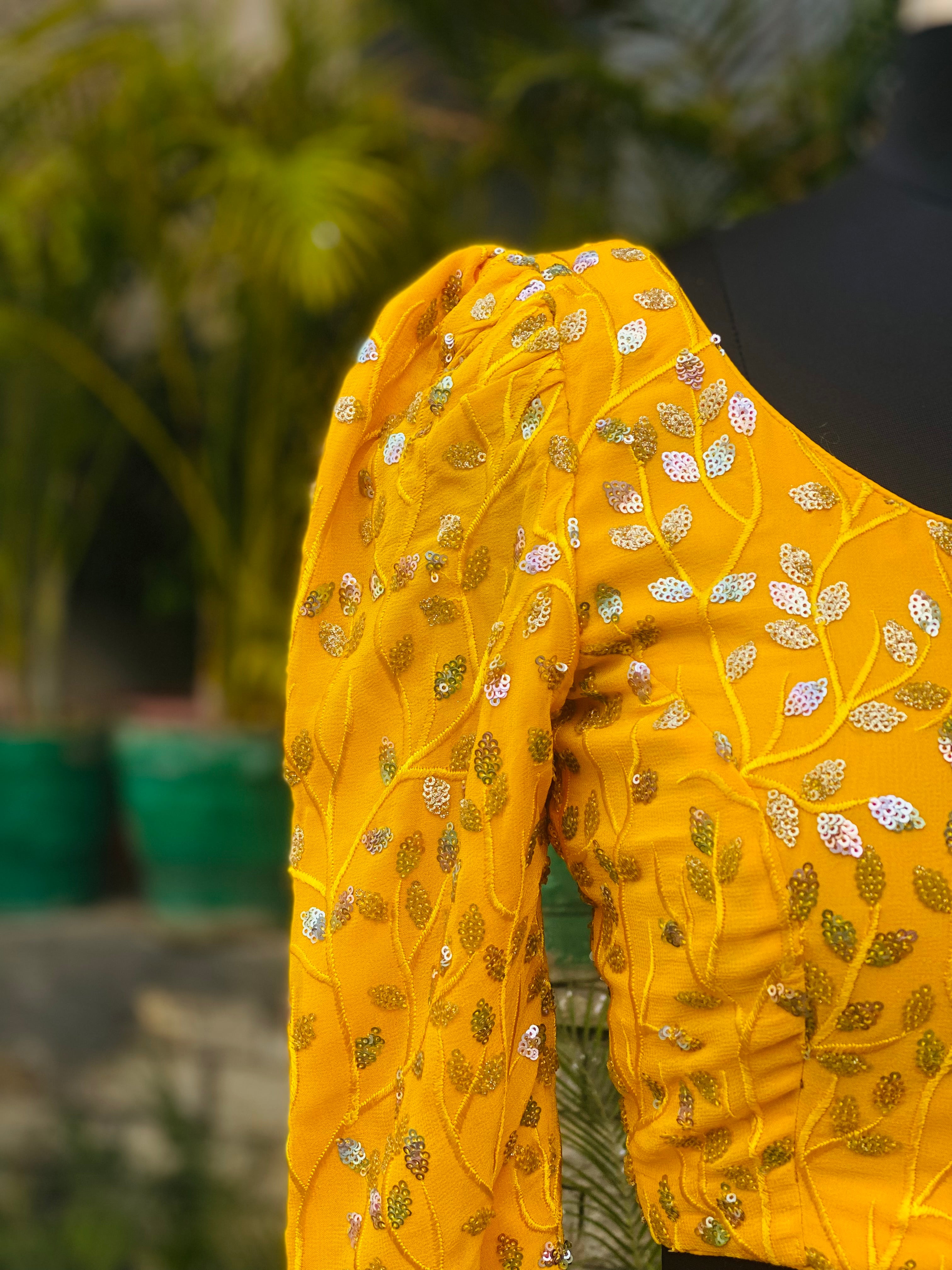 Yellow Ruffled Drape Saree