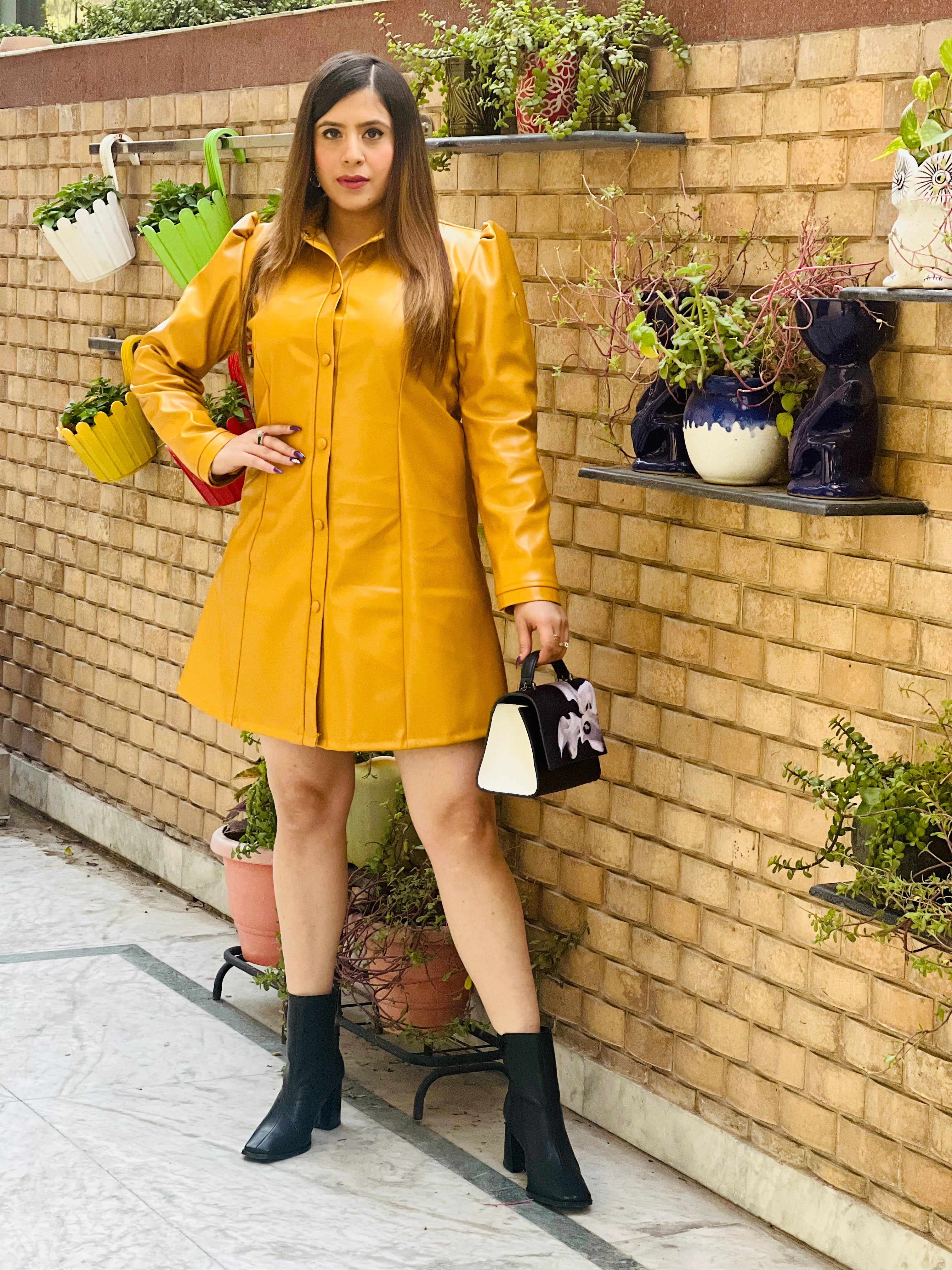 Mustard Leather Dress