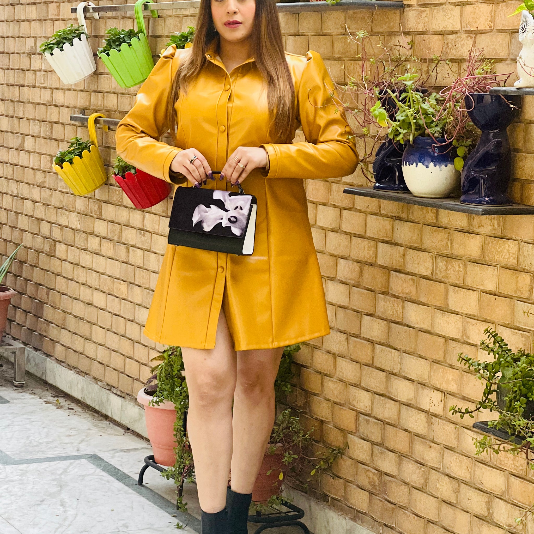 Mustard Leather Dress