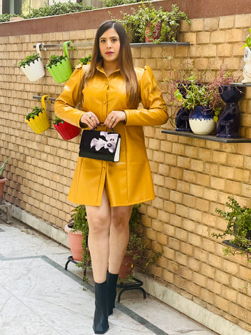 Mustard Leather Dress
