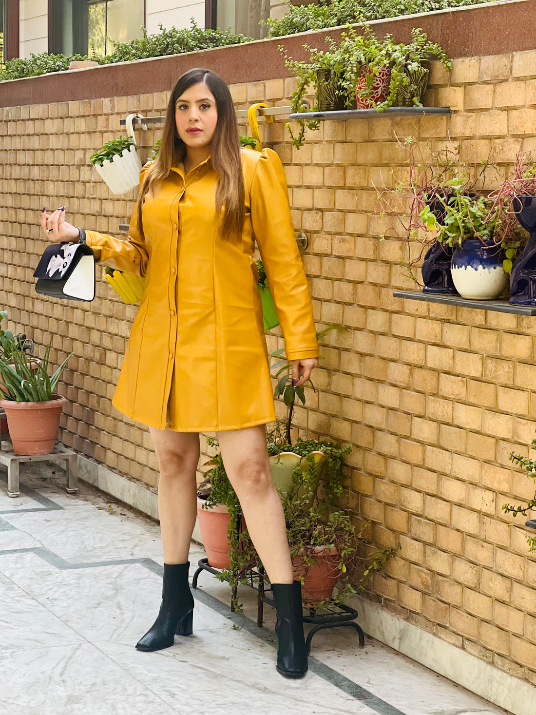 Mustard Leather Dress