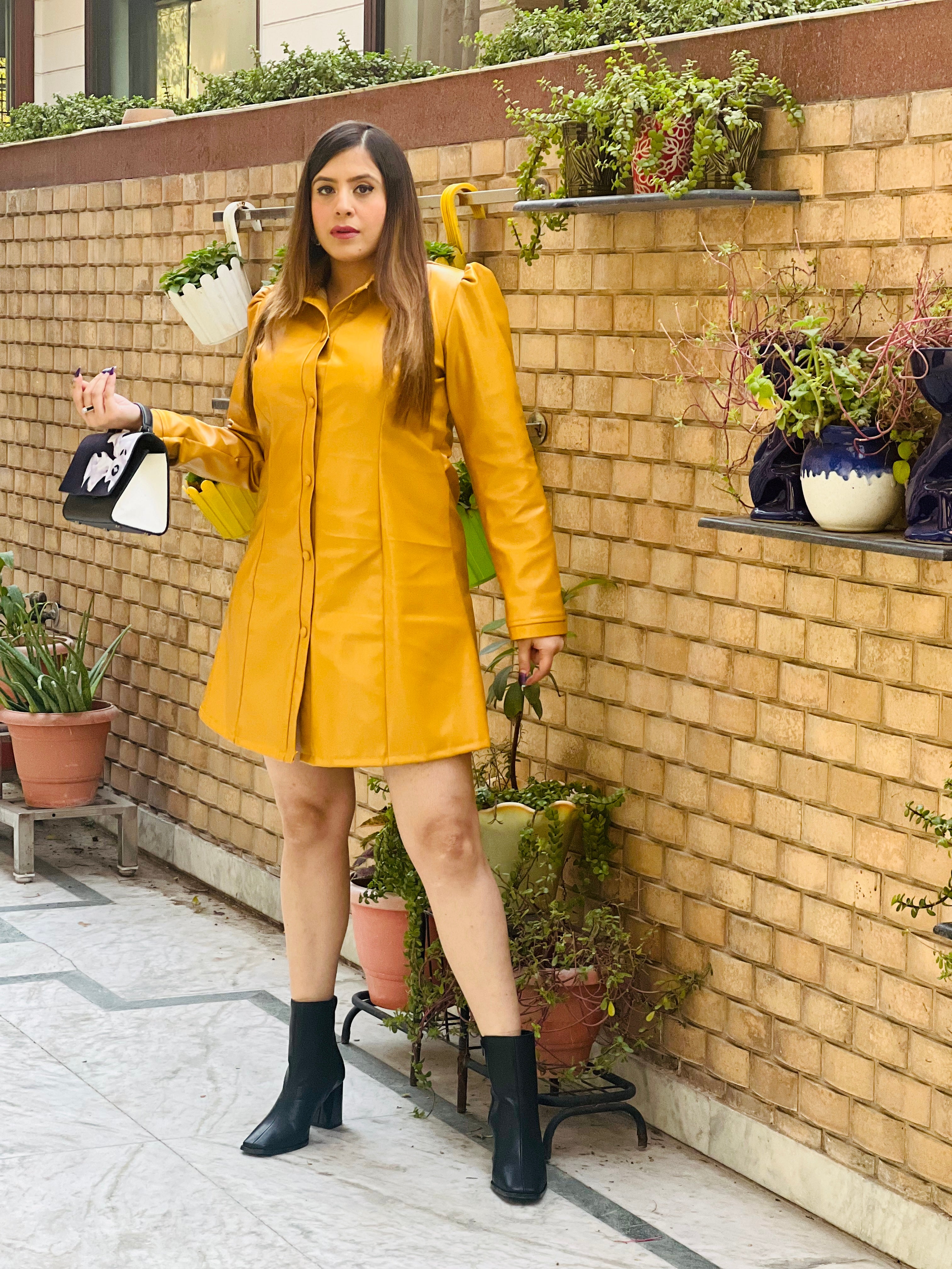 Mustard Leather Dress