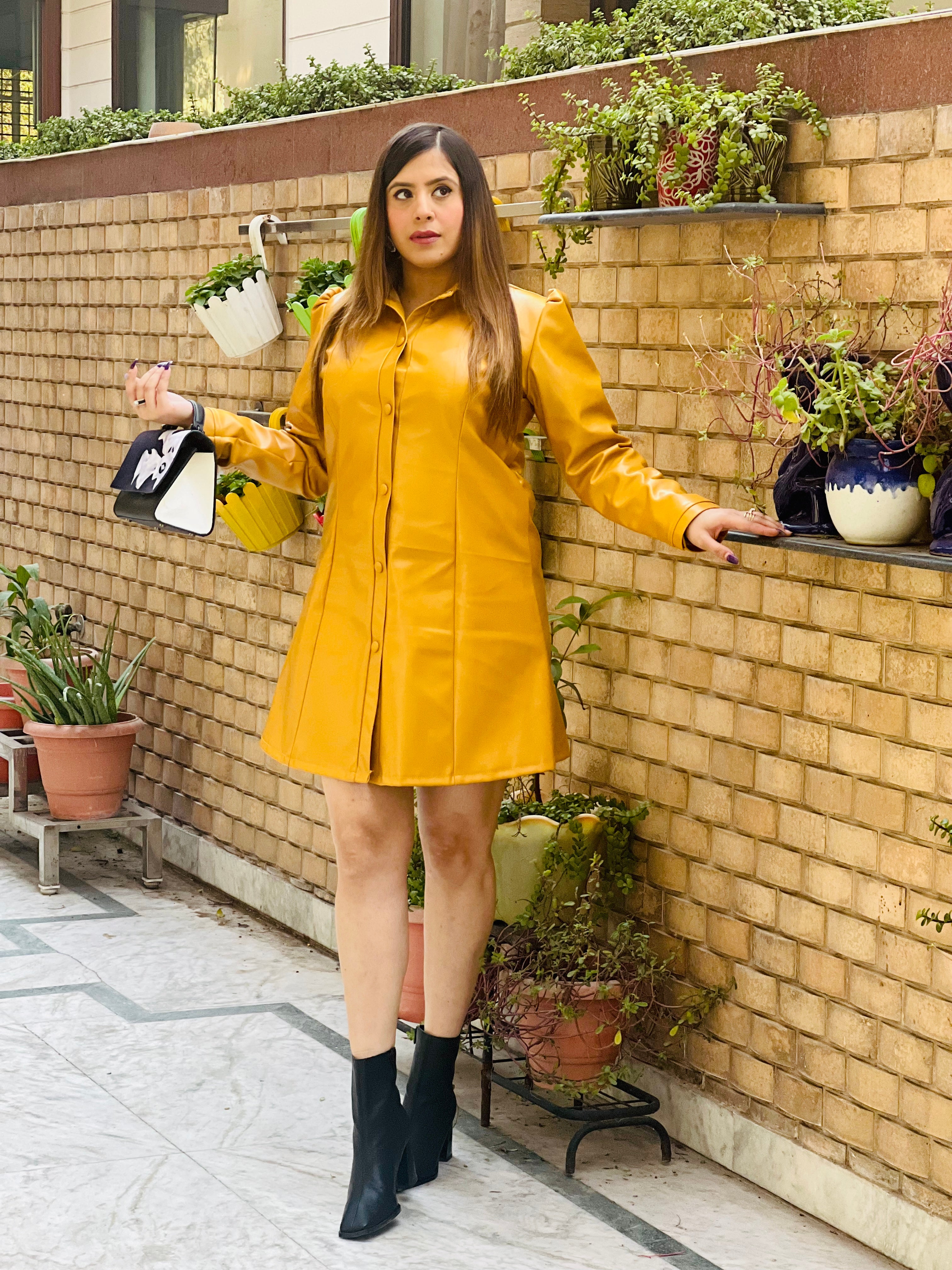 Mustard Leather Dress