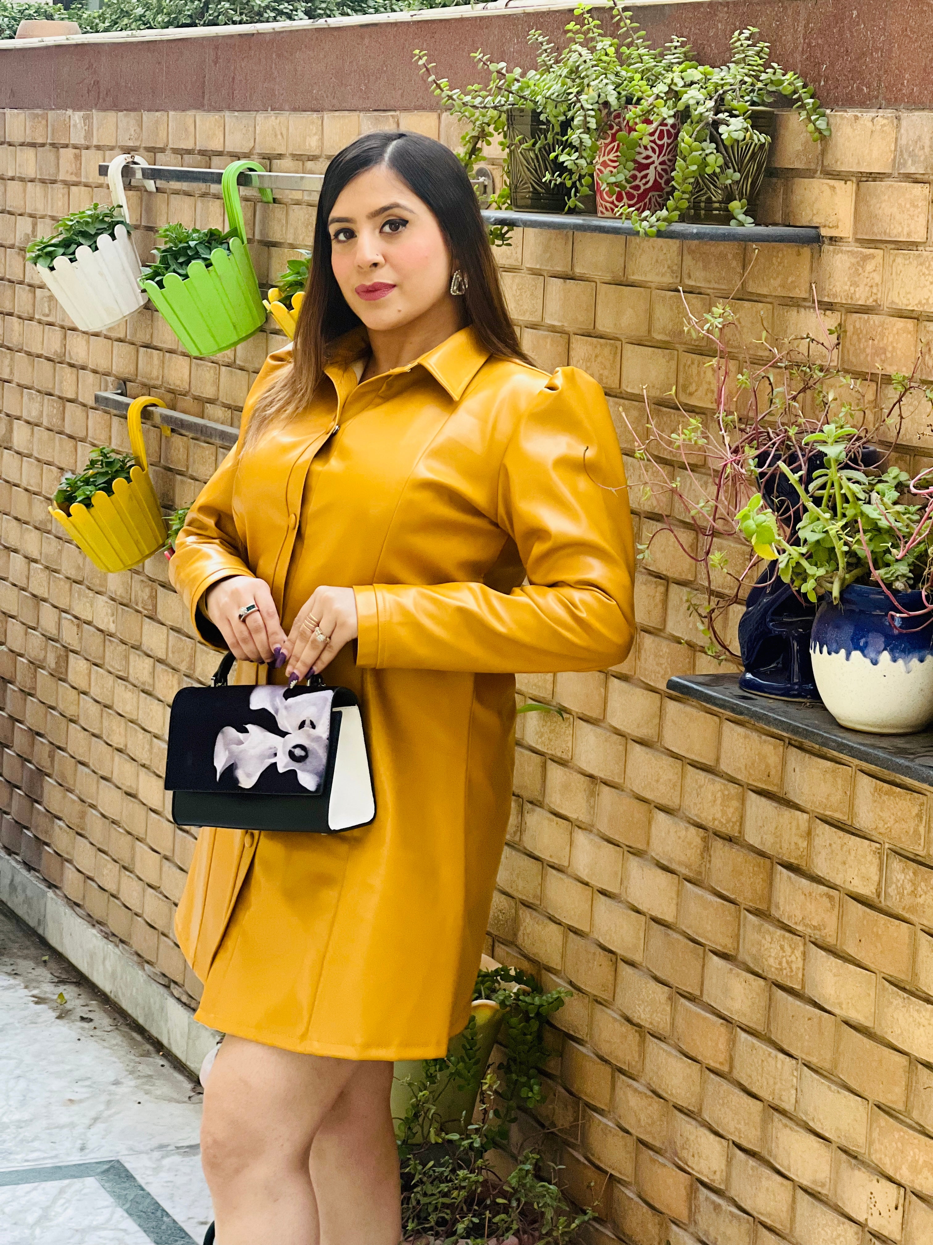 Mustard Leather Dress
