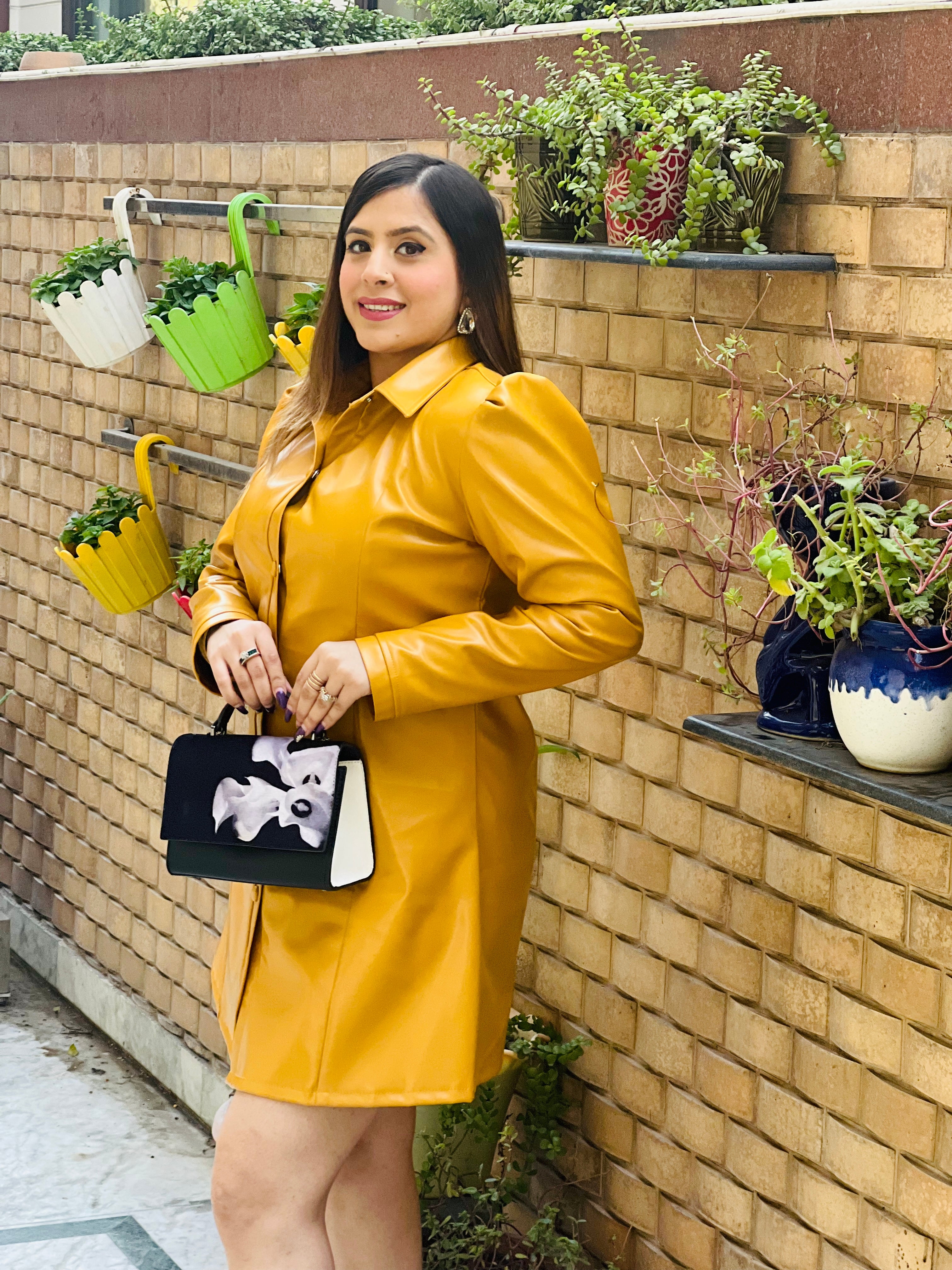 Mustard Leather Dress
