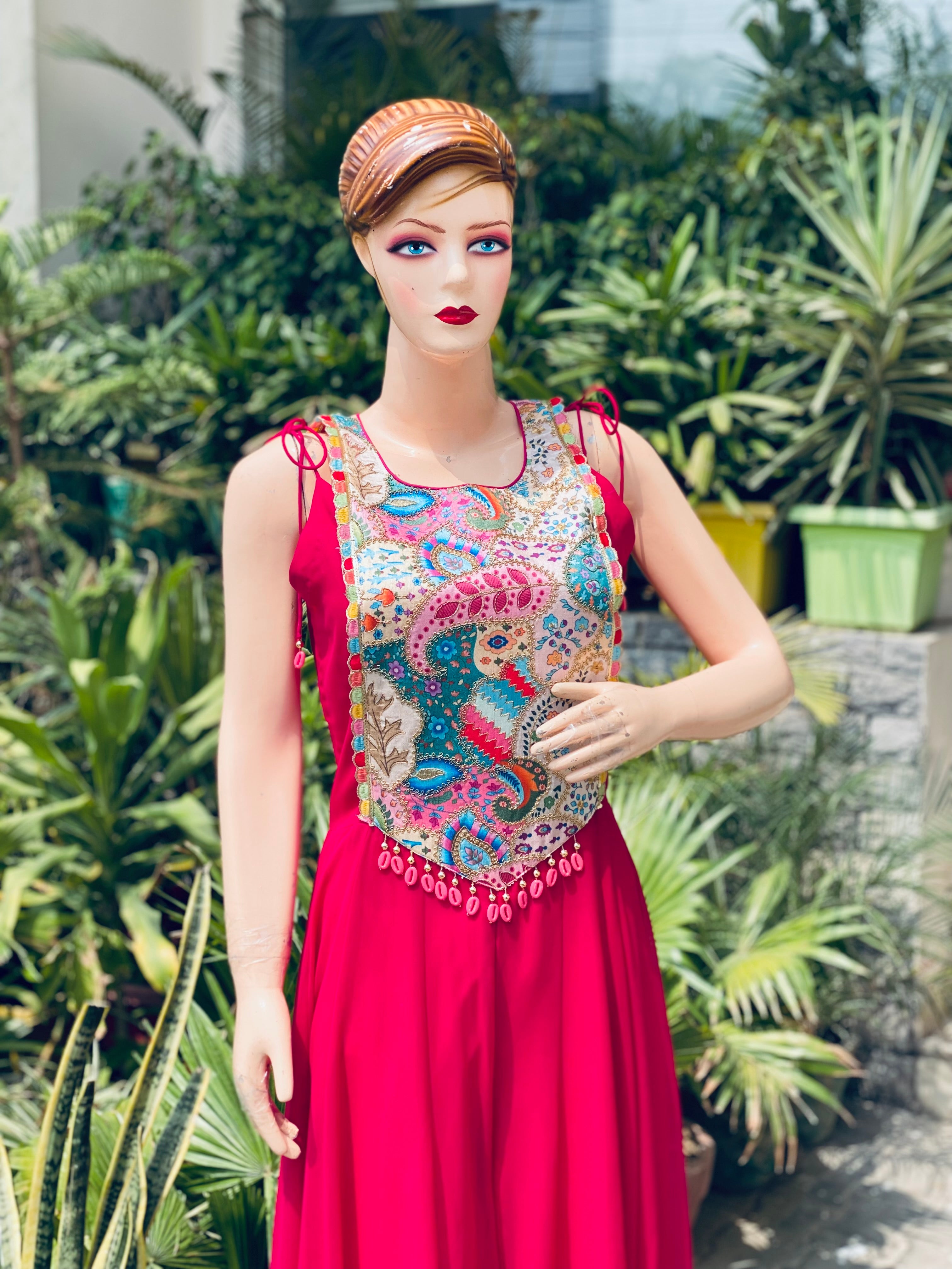 Hot Pink ethnic Jumpsuit