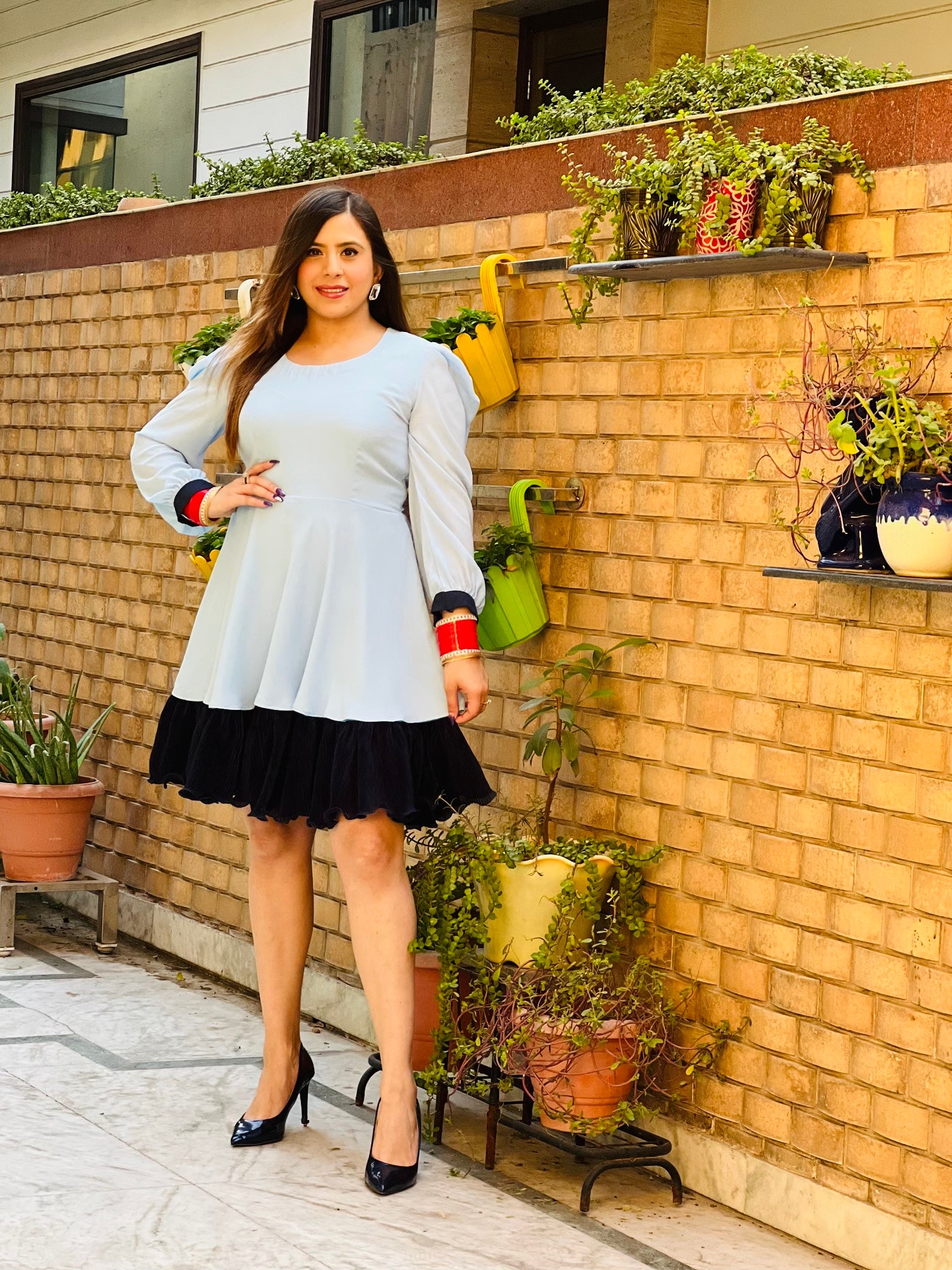 Sky Blue Skater Dress