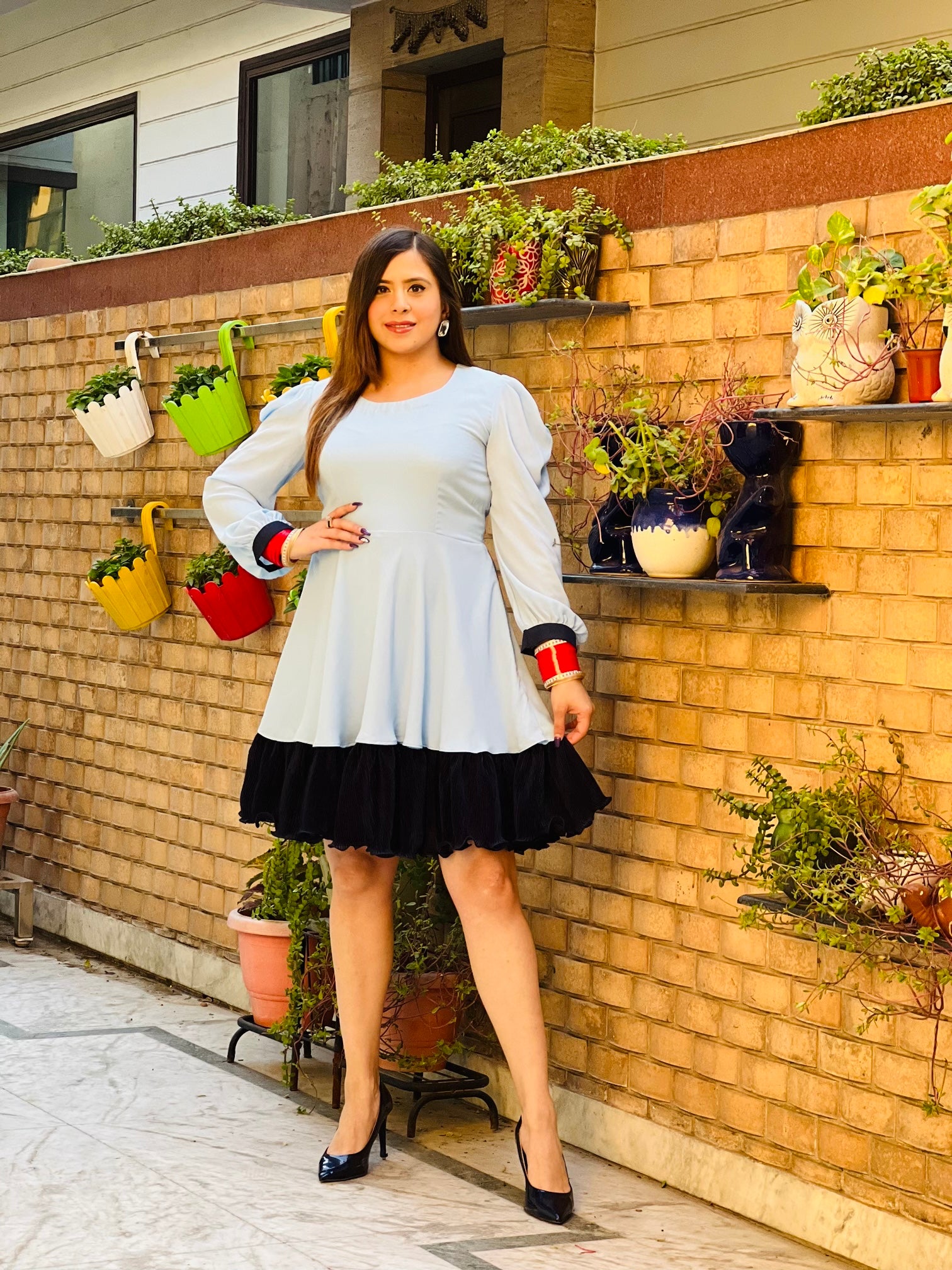 Sky Blue Skater Dress