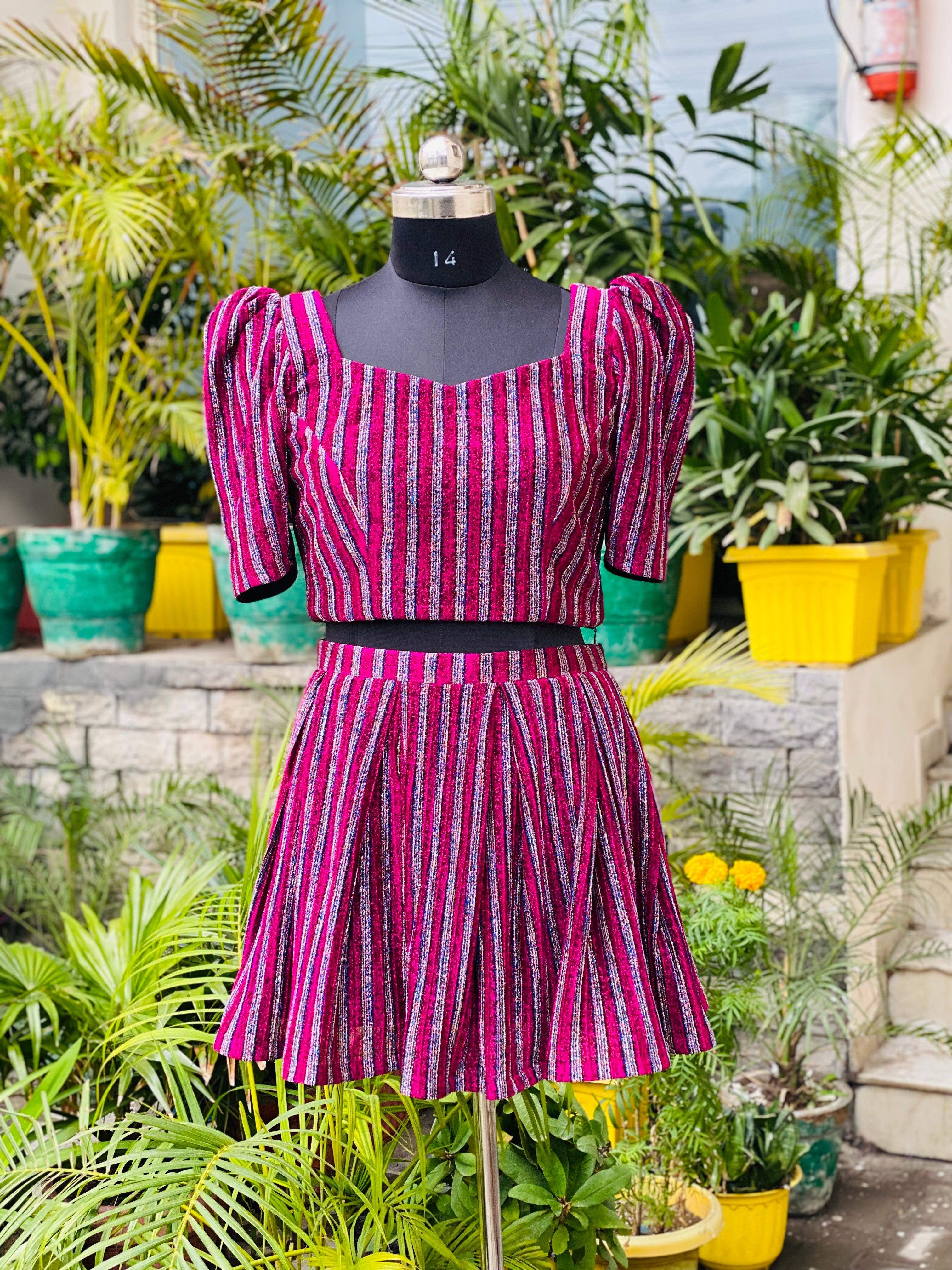 Wine Shimmer Net Co-Ord Set