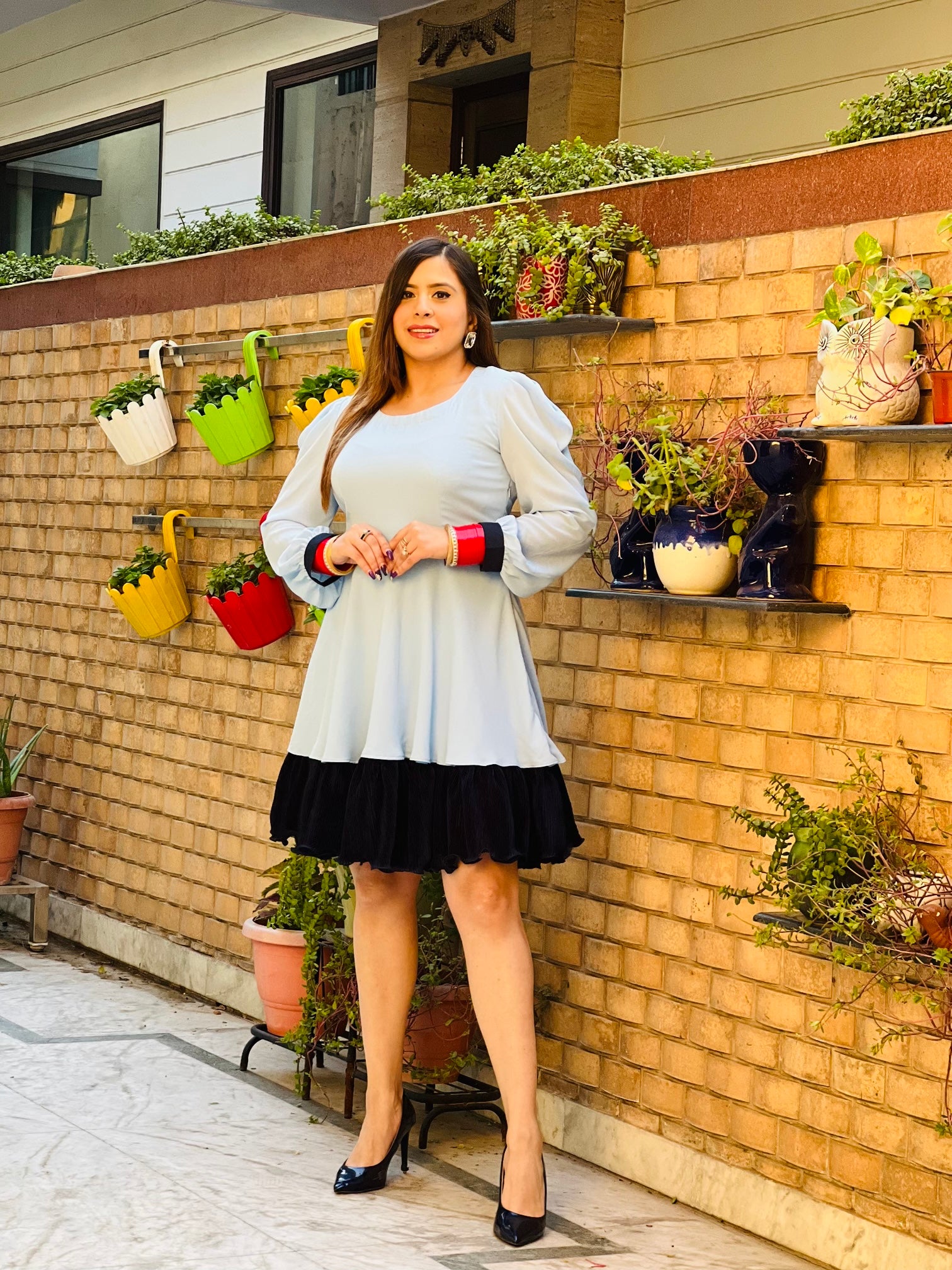 Sky Blue Skater Dress