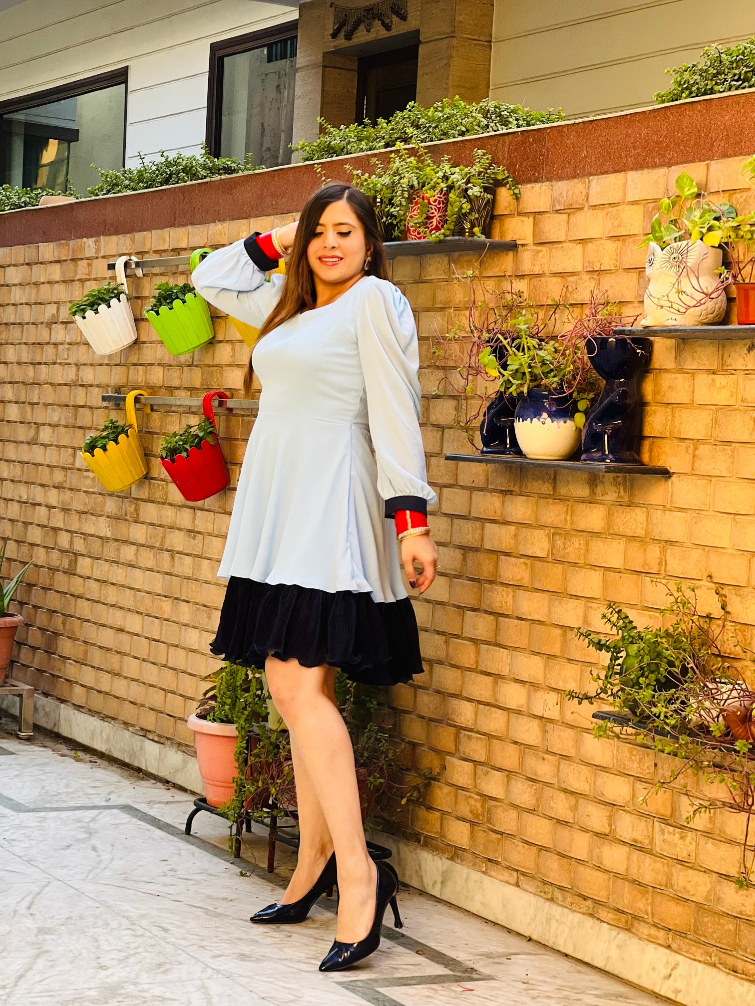 Sky Blue Skater Dress