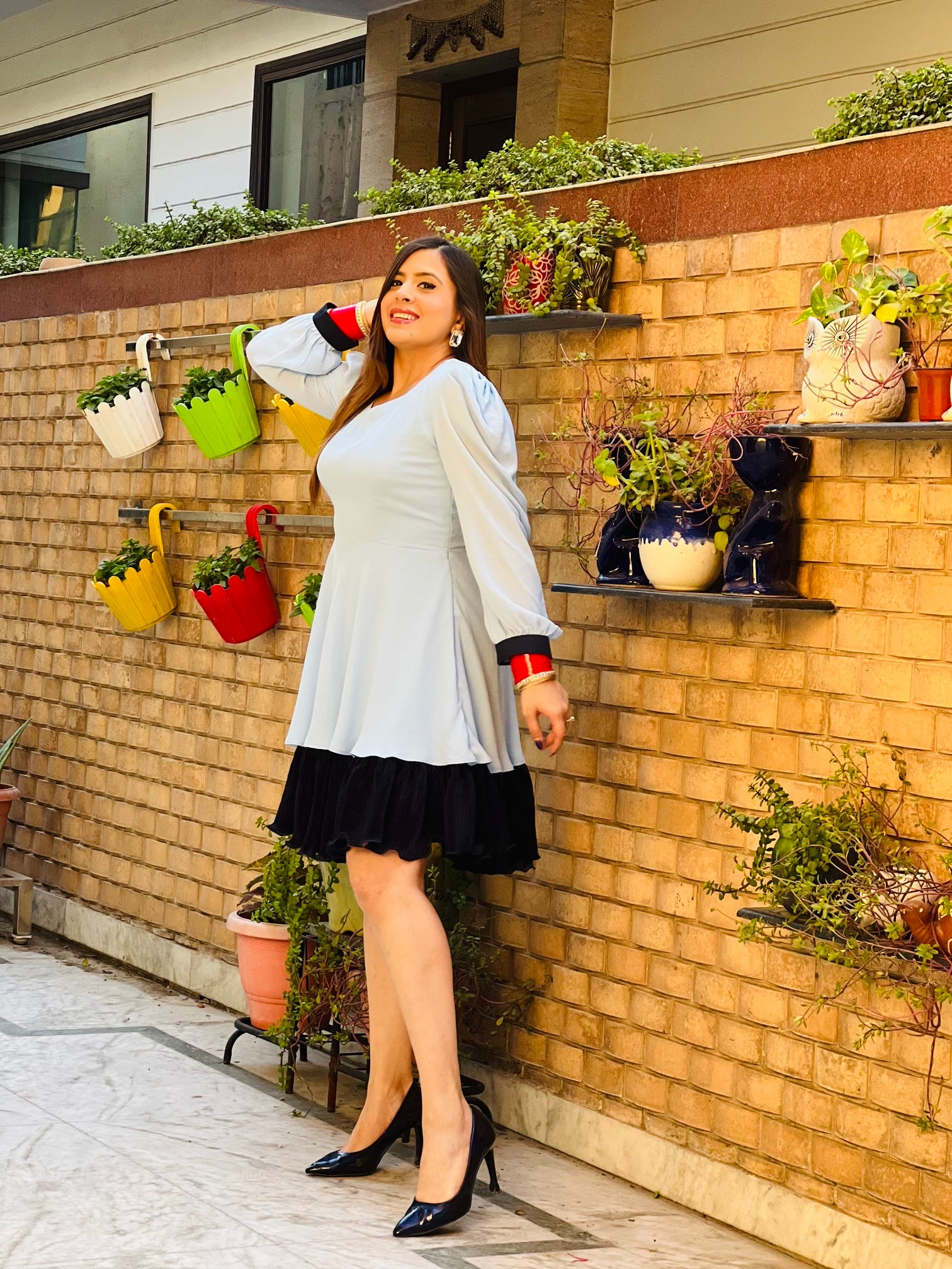 Sky Blue Skater Dress