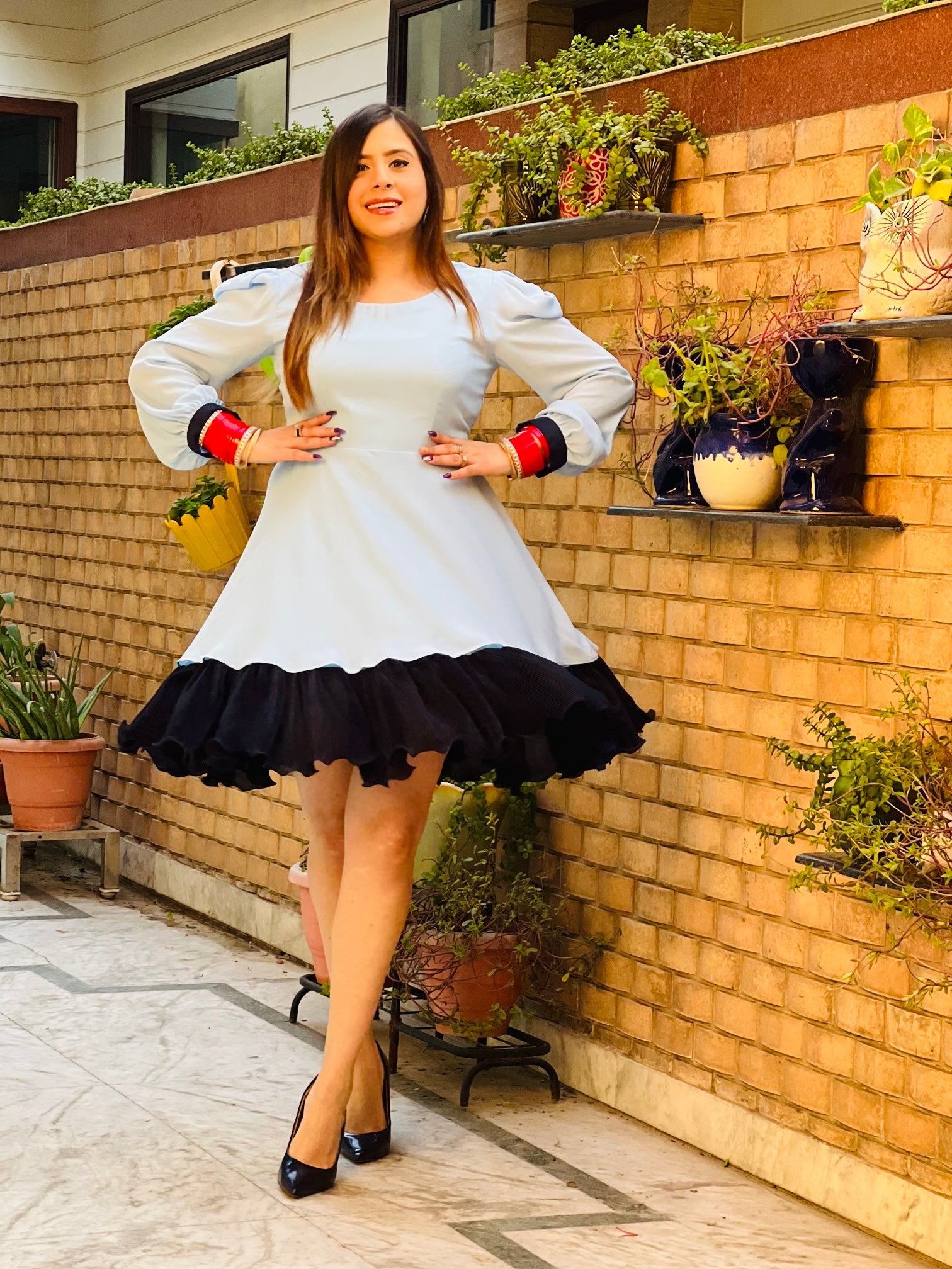 Sky Blue Skater Dress