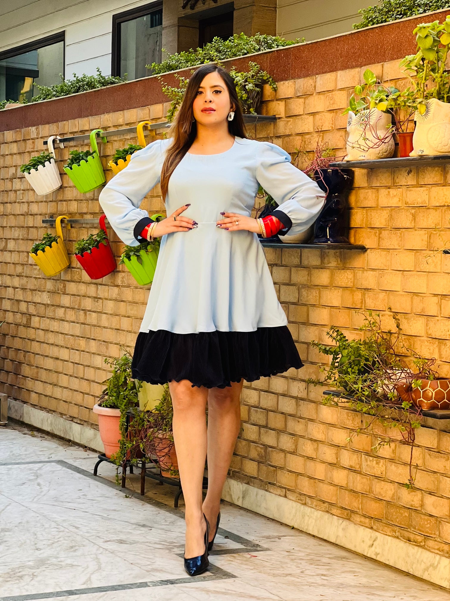 Sky Blue Skater Dress