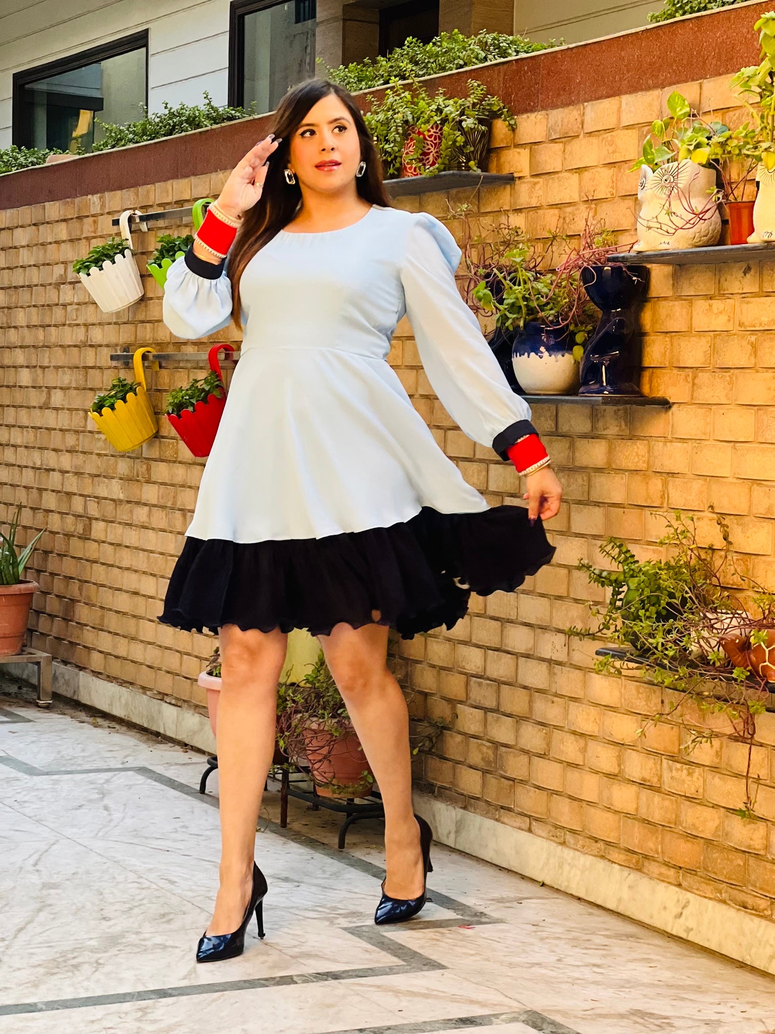 Sky Blue Skater Dress