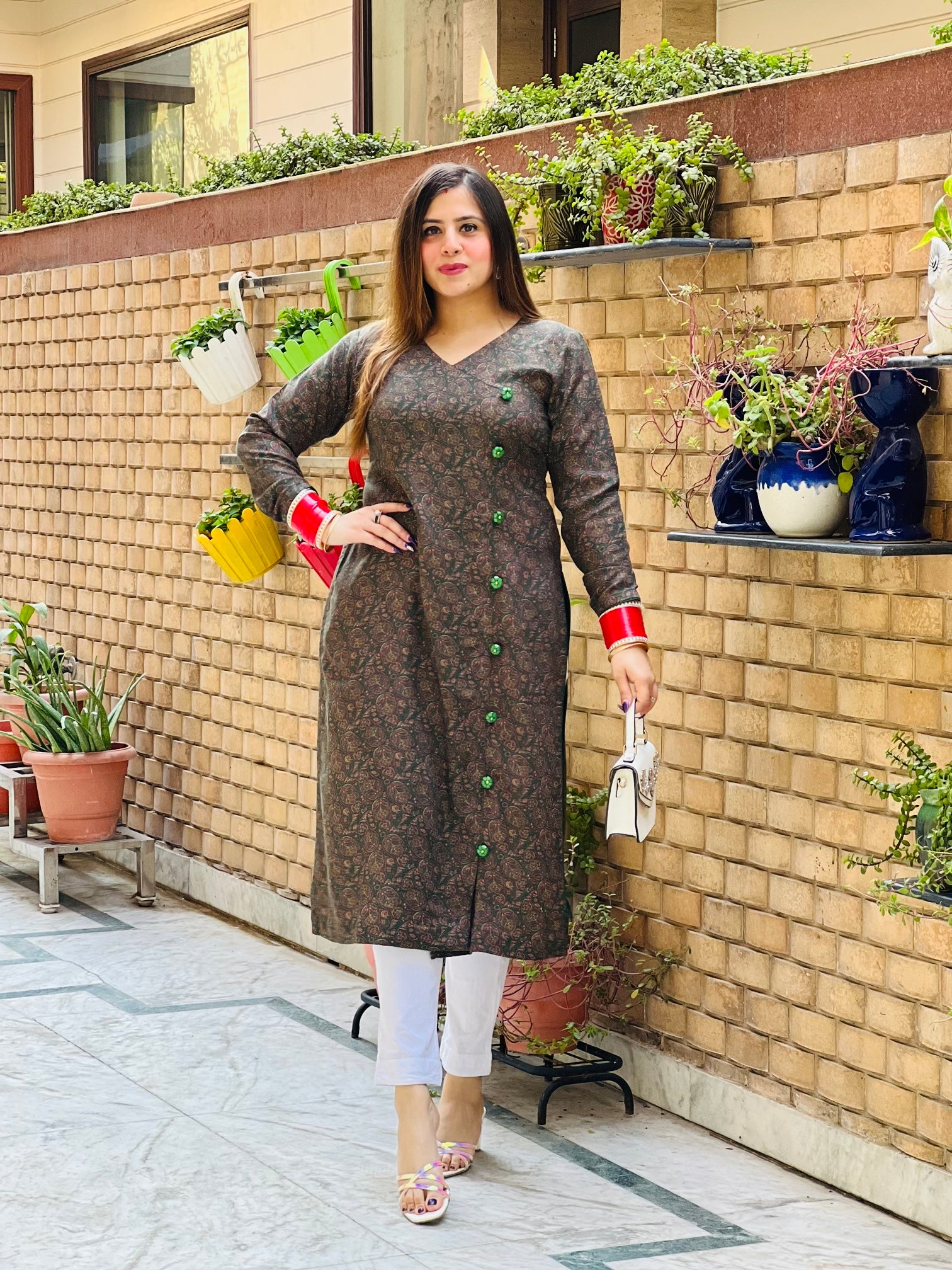Green Pashmina Kurti