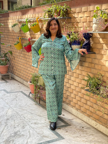 Green Geormetric Co-Ord Set