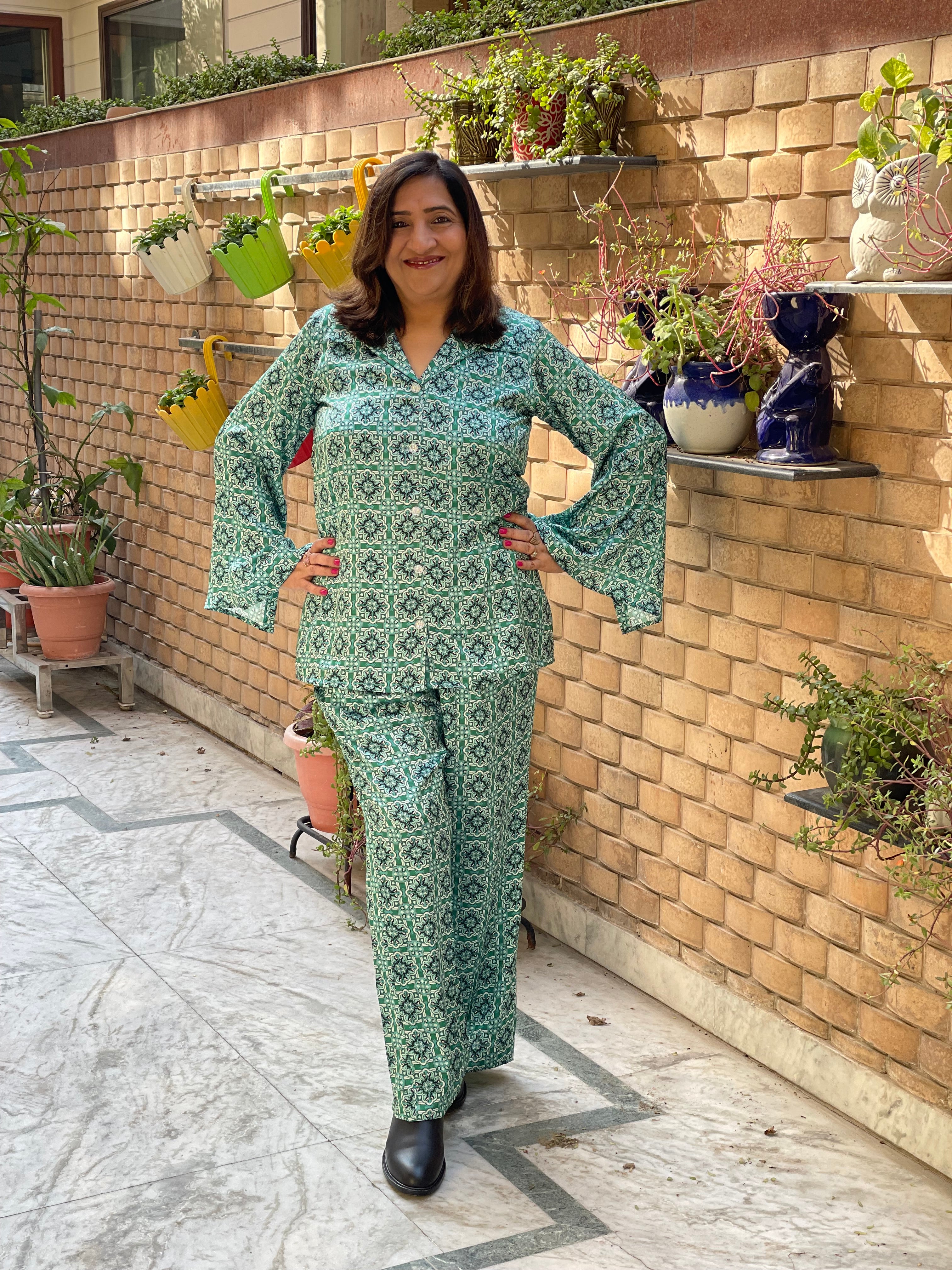 Green Geormetric Co-Ord Set