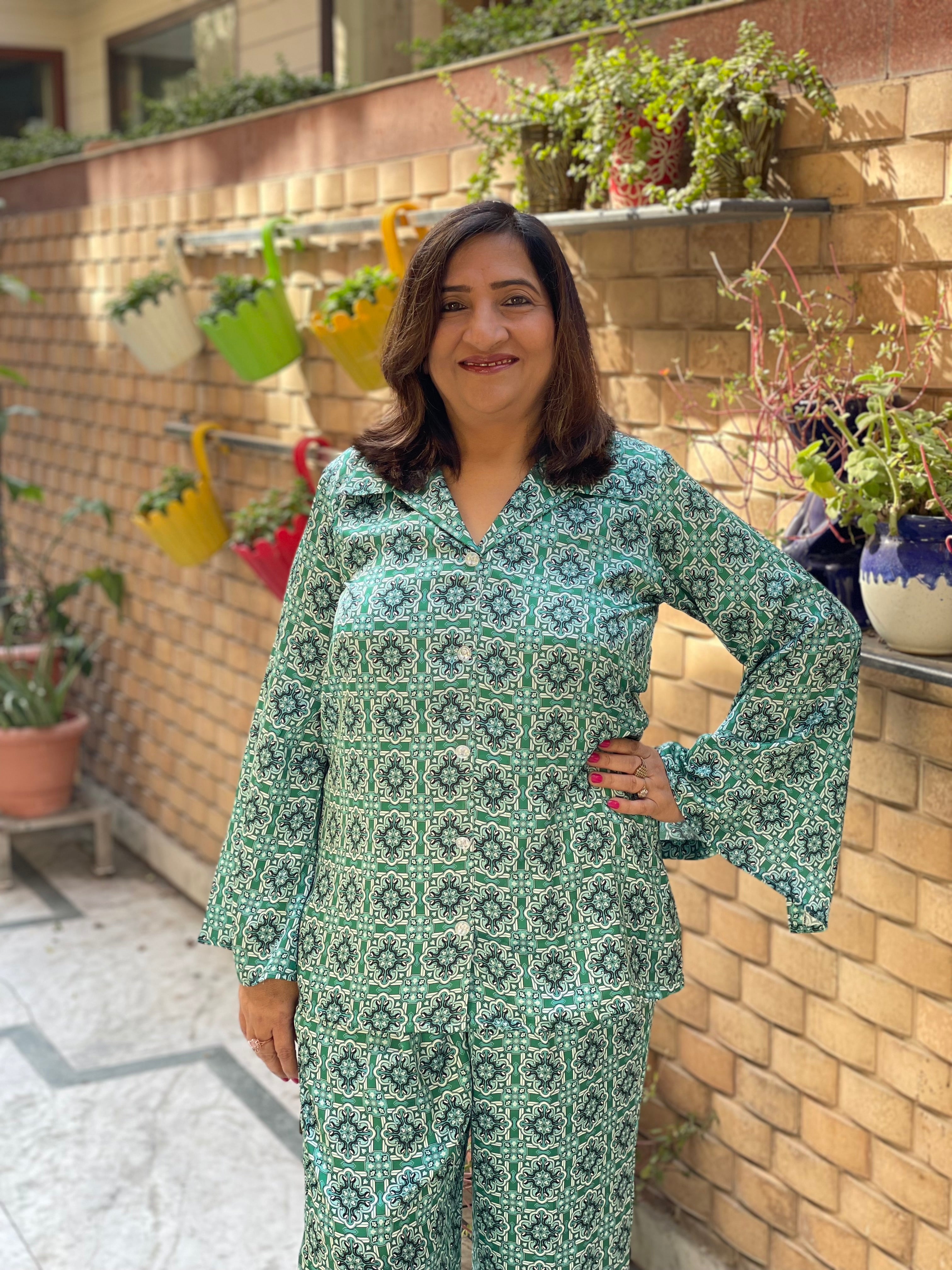 Green Geormetric Co-Ord Set