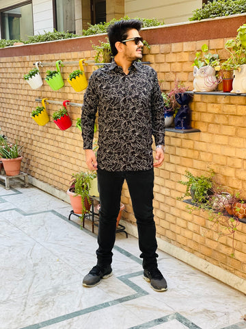 Menswear Black Geometric Shirt