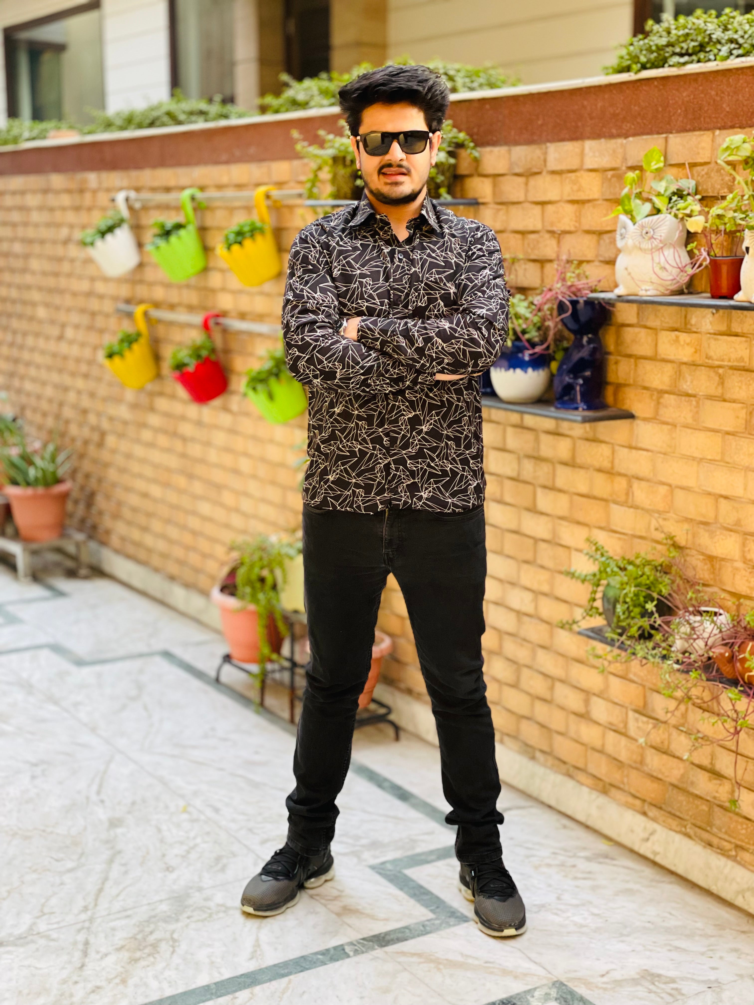 Menswear Black Geometric Shirt