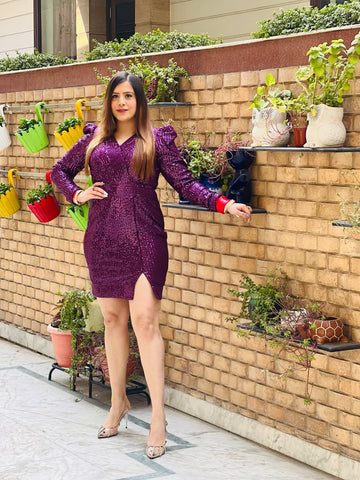 Wine Sequin Dress