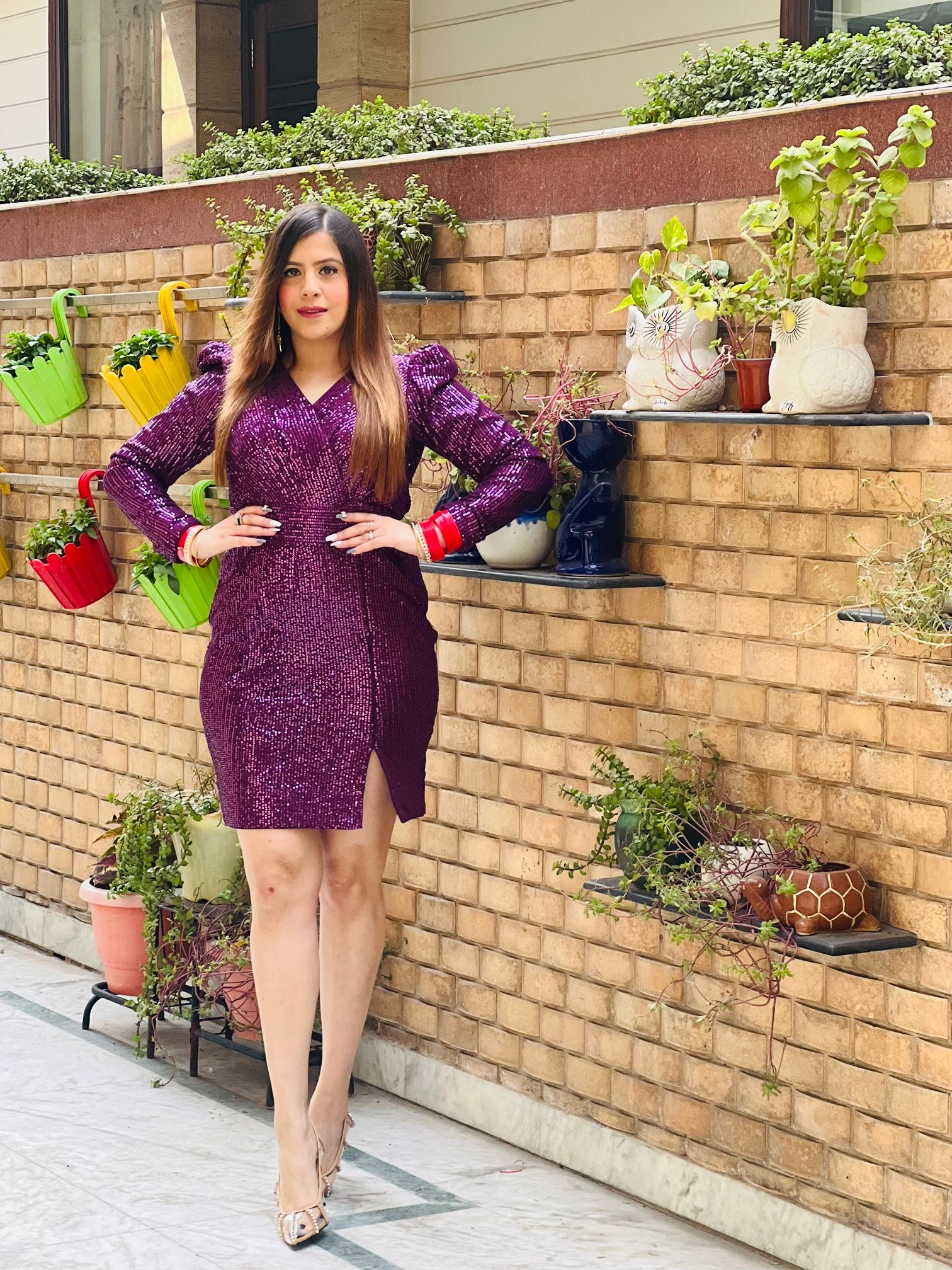 Wine Sequin Dress