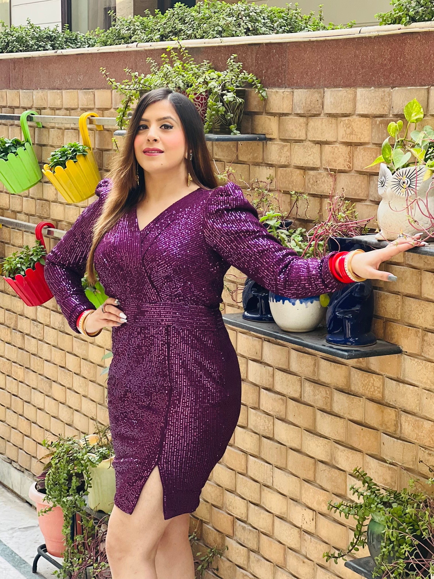 Wine Sequin Dress