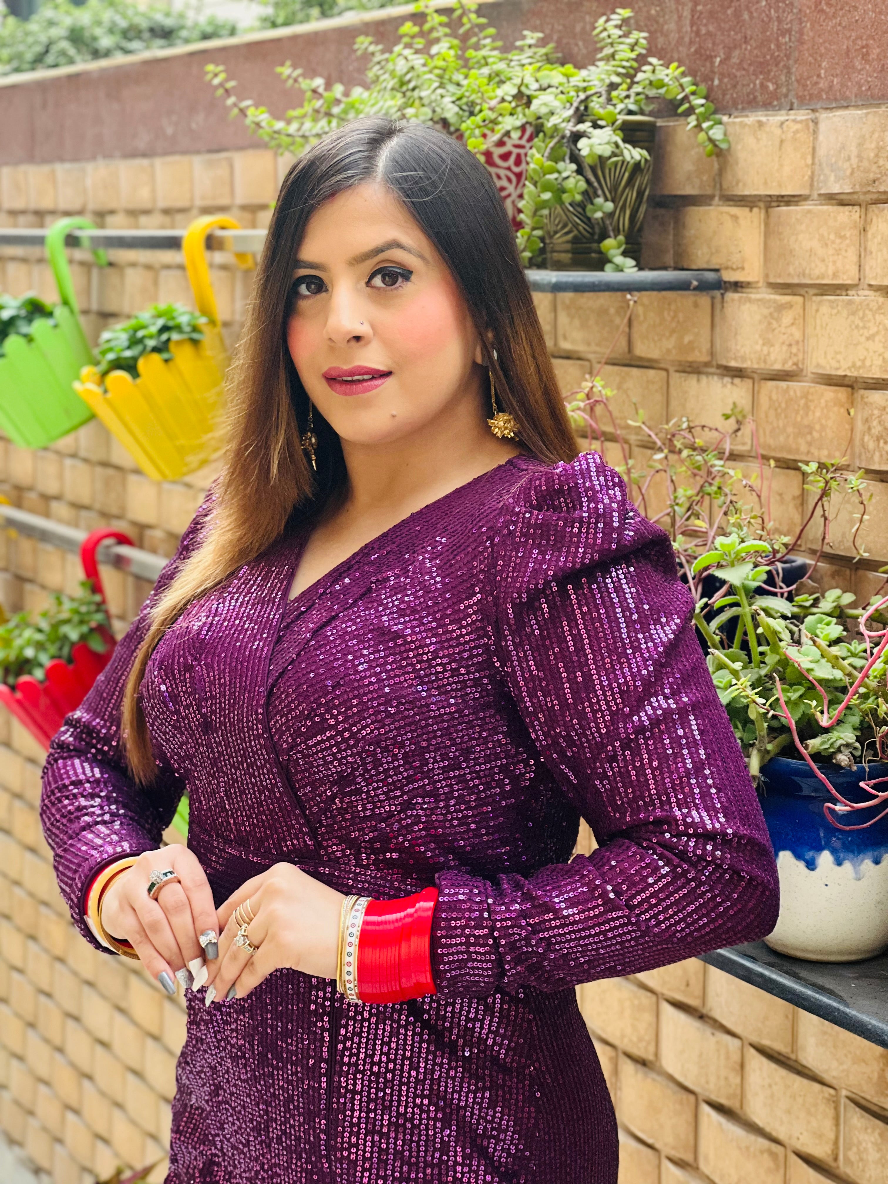 Wine Sequin Dress