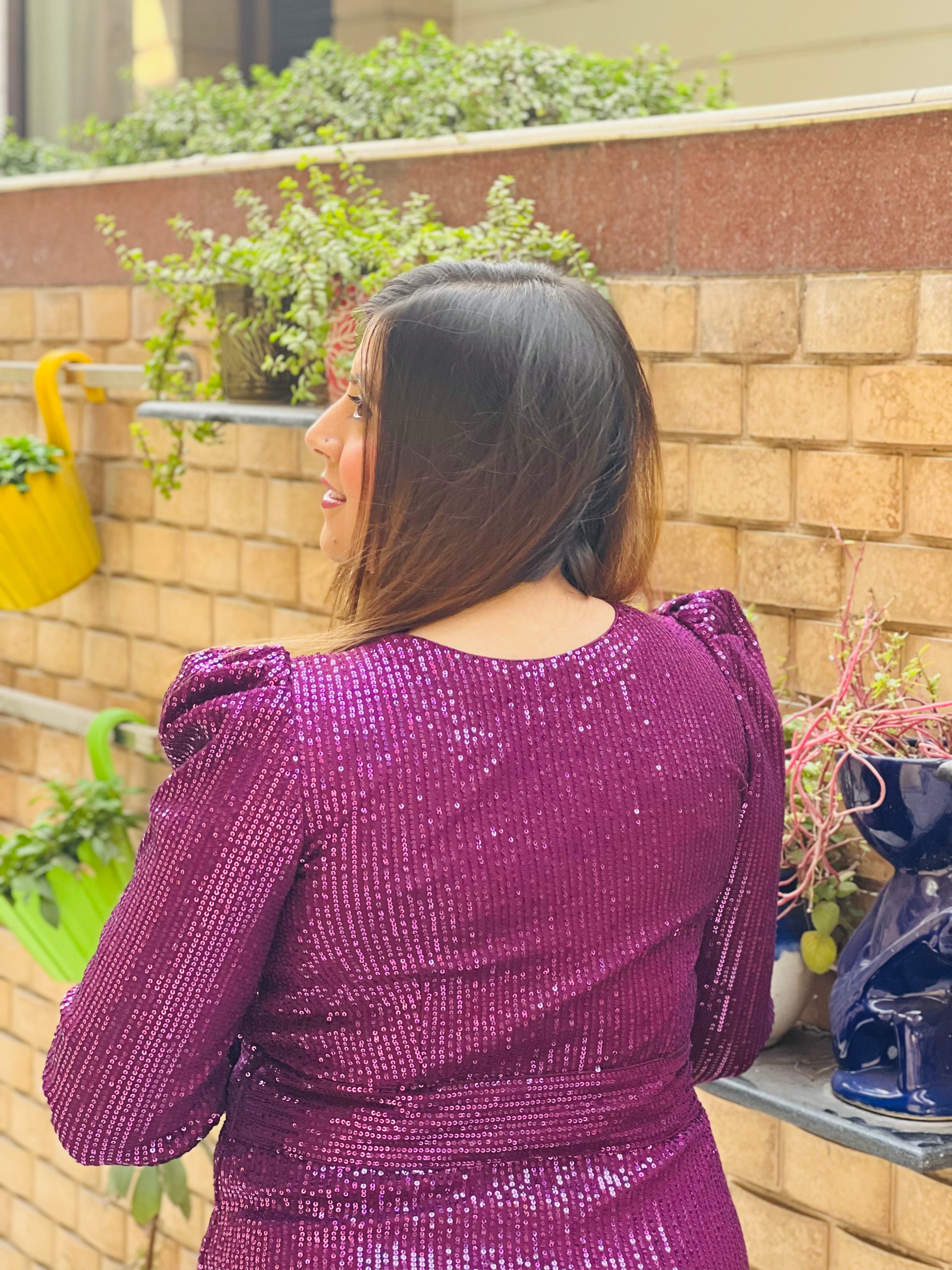 Wine Sequin Dress