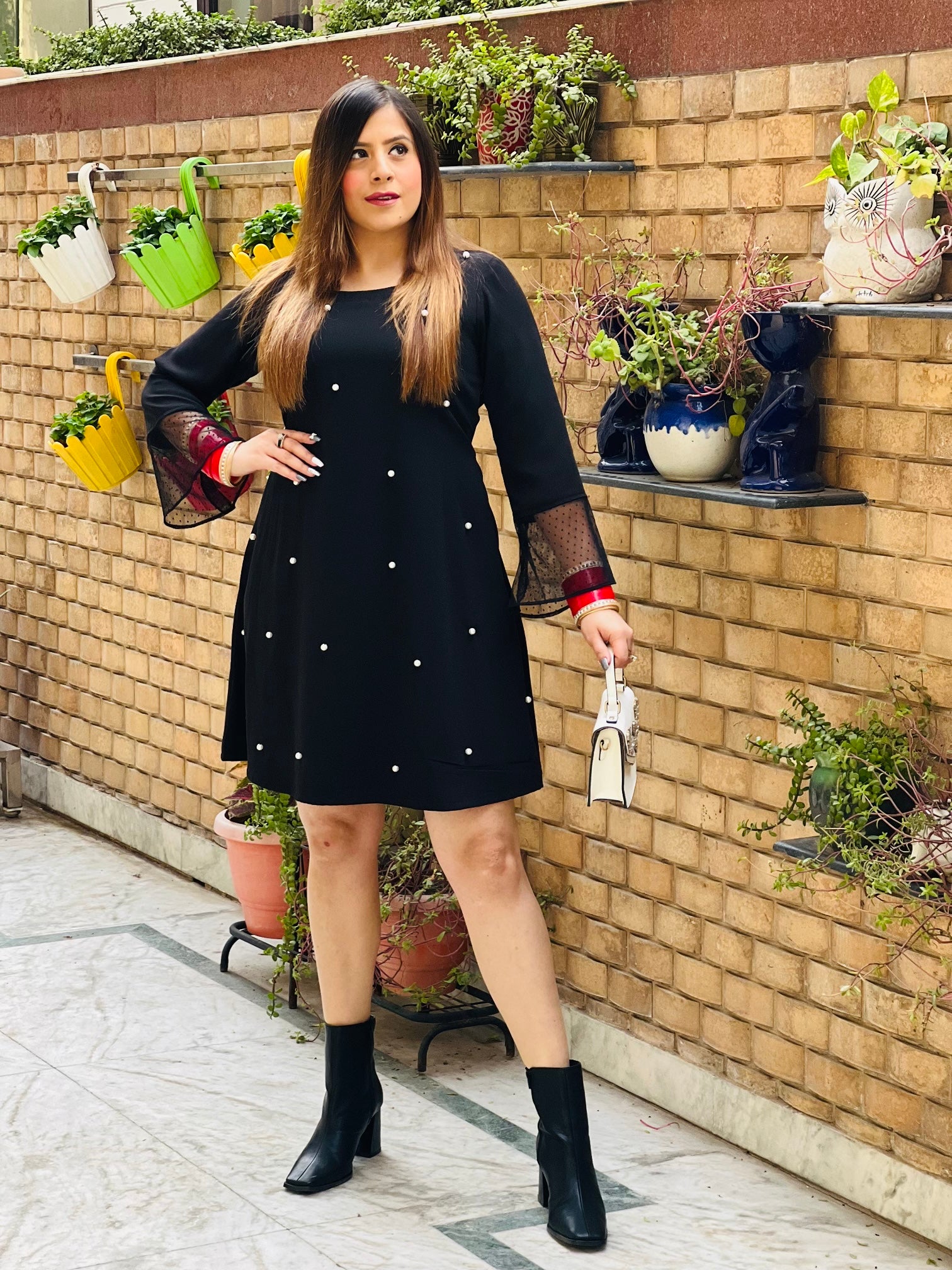 Monochrome Pearl Dress