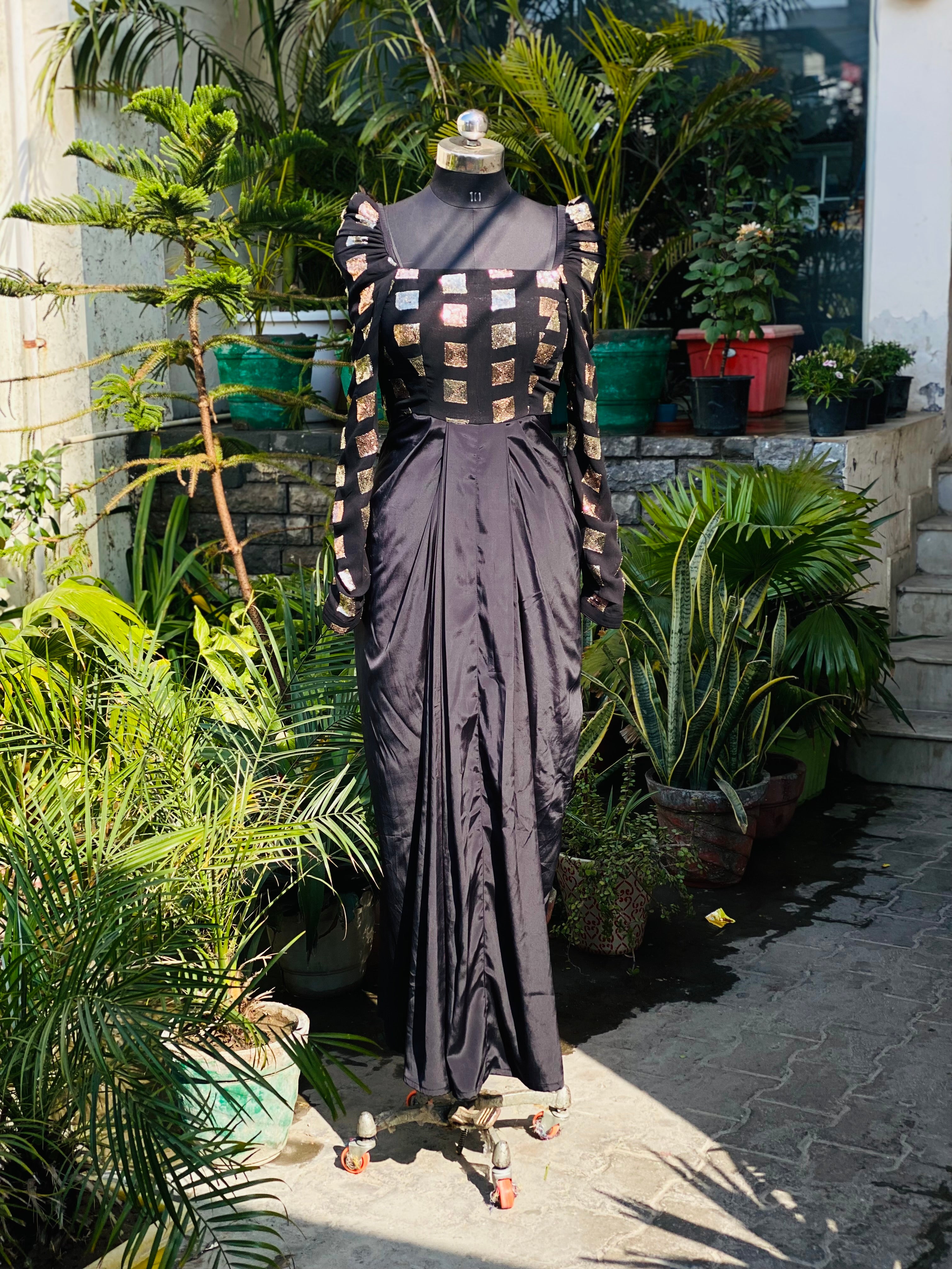 Black Sequin Square Drape