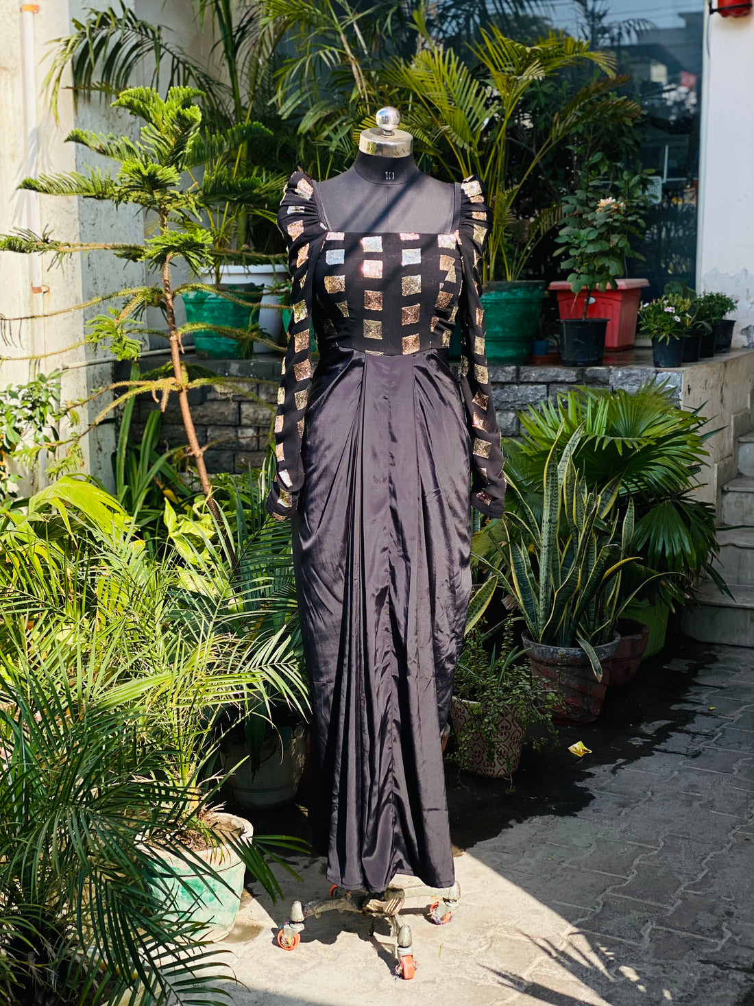 Black Sequin Square Drape