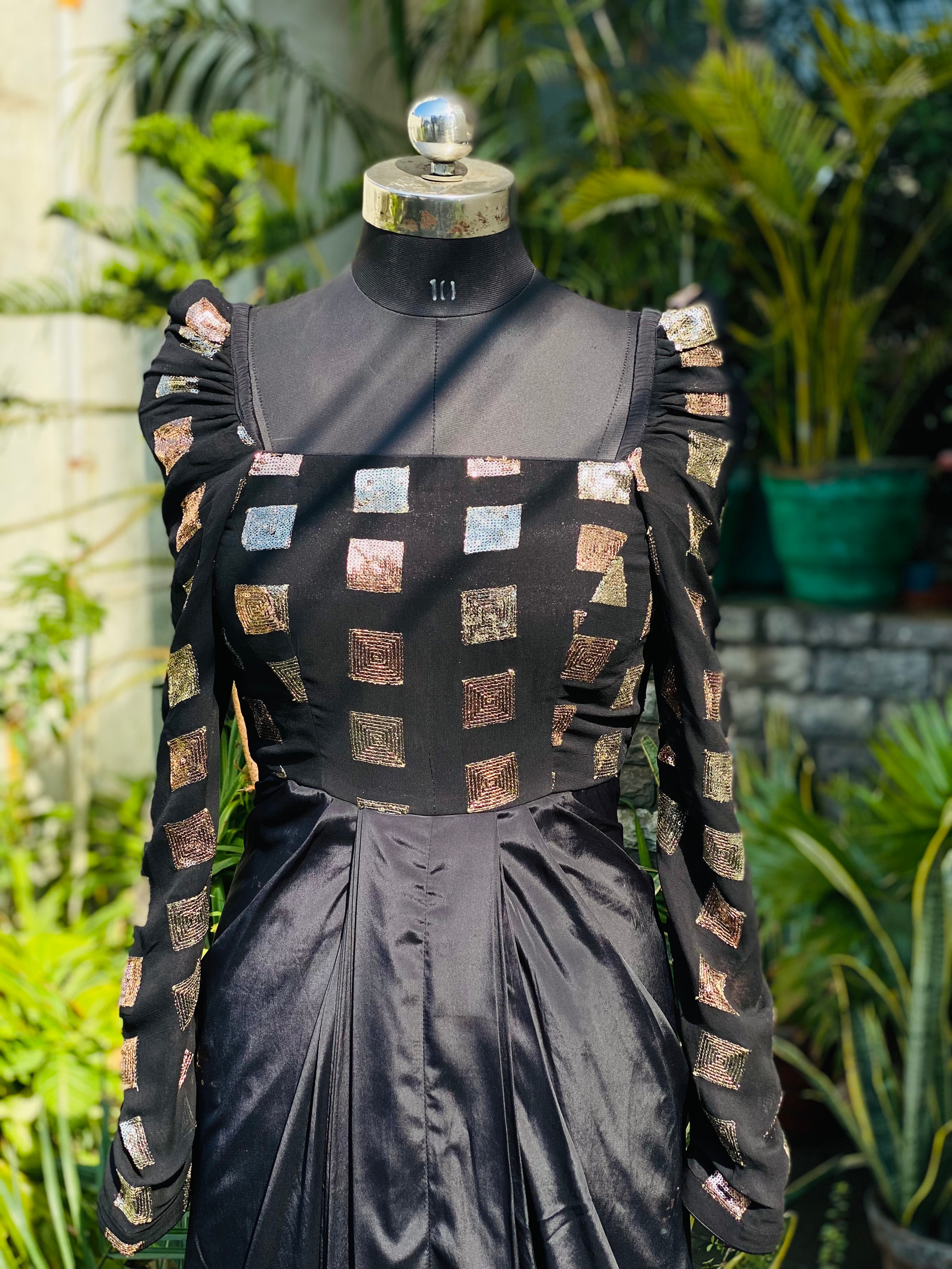 Black Sequin Square Drape