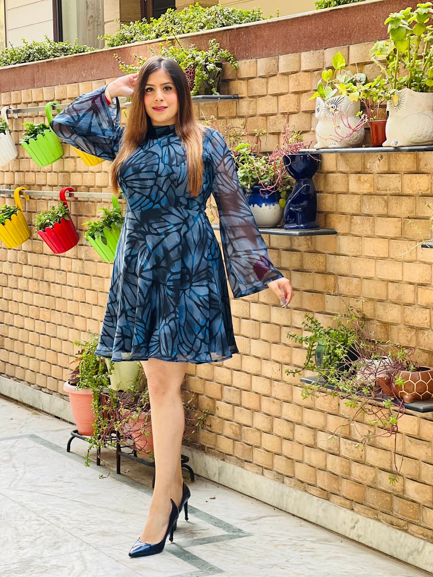 Navy Blue Fish Fin Dress