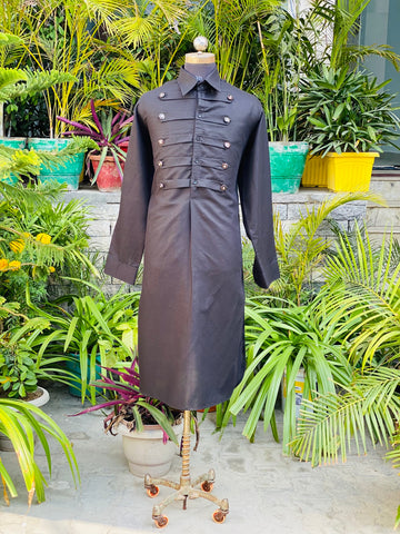 Menswear Black Pathani Kurta & Salwar