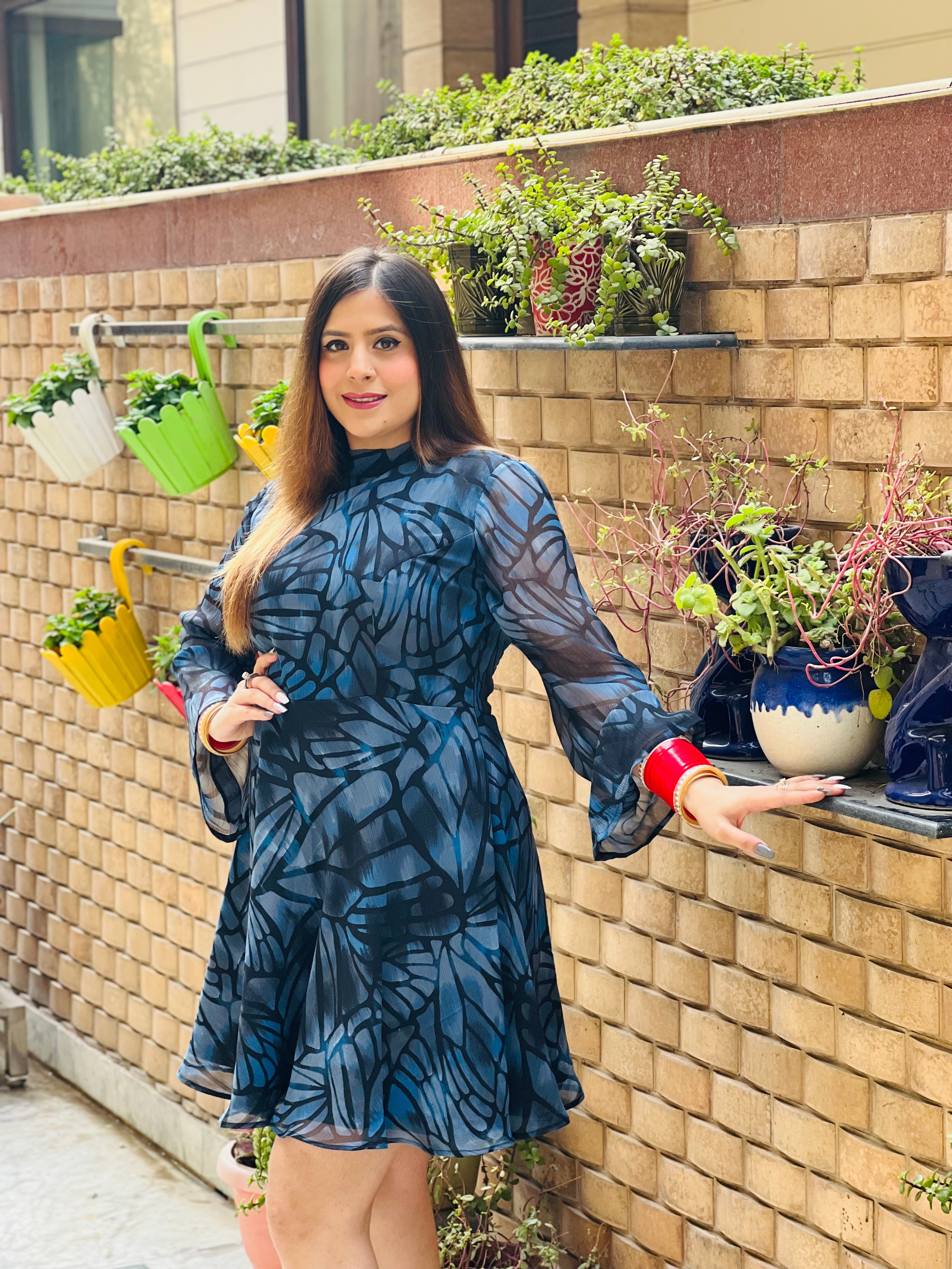 Navy Blue Fish Fin Dress