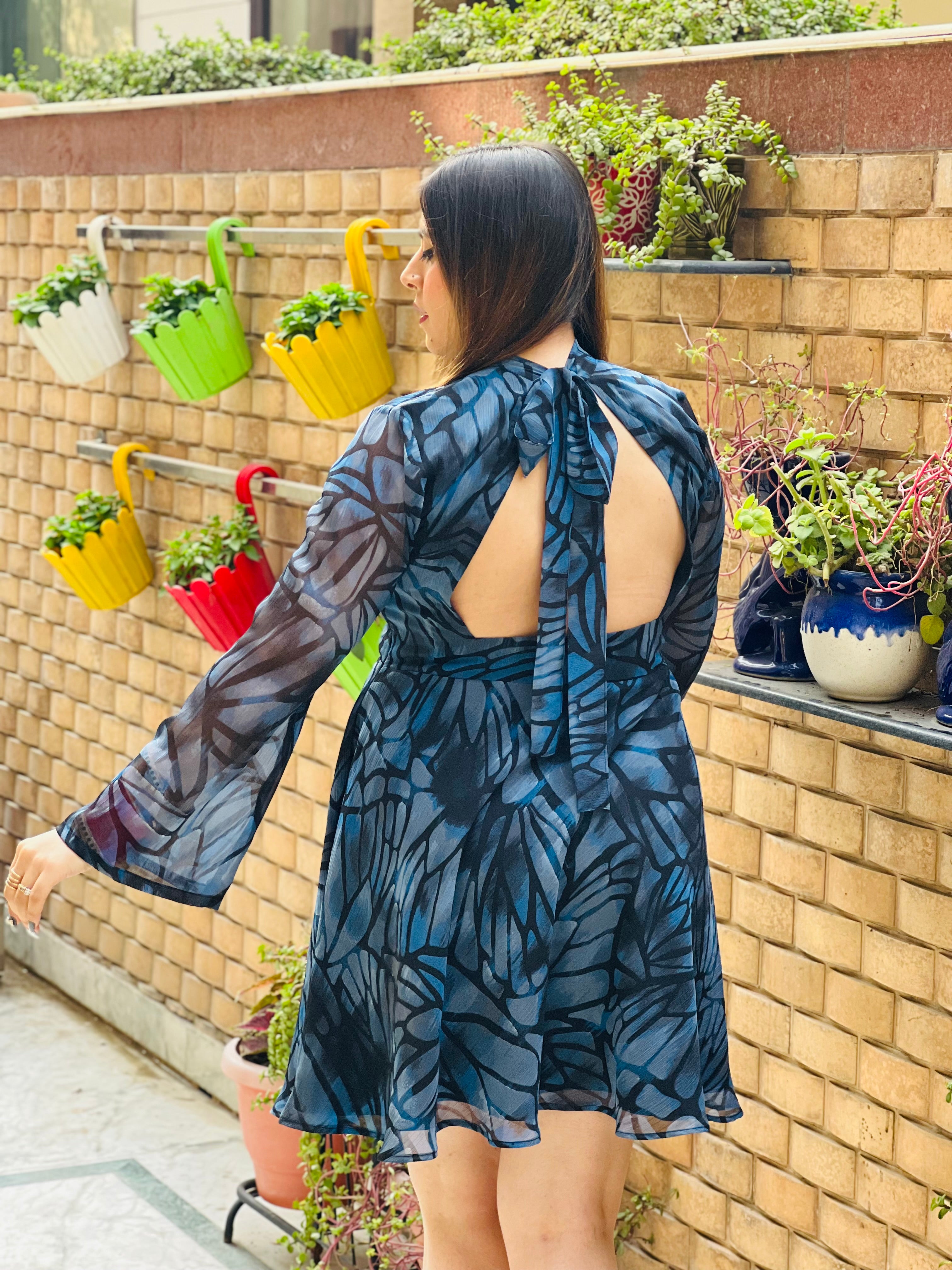 Navy Blue Fish Fin Dress