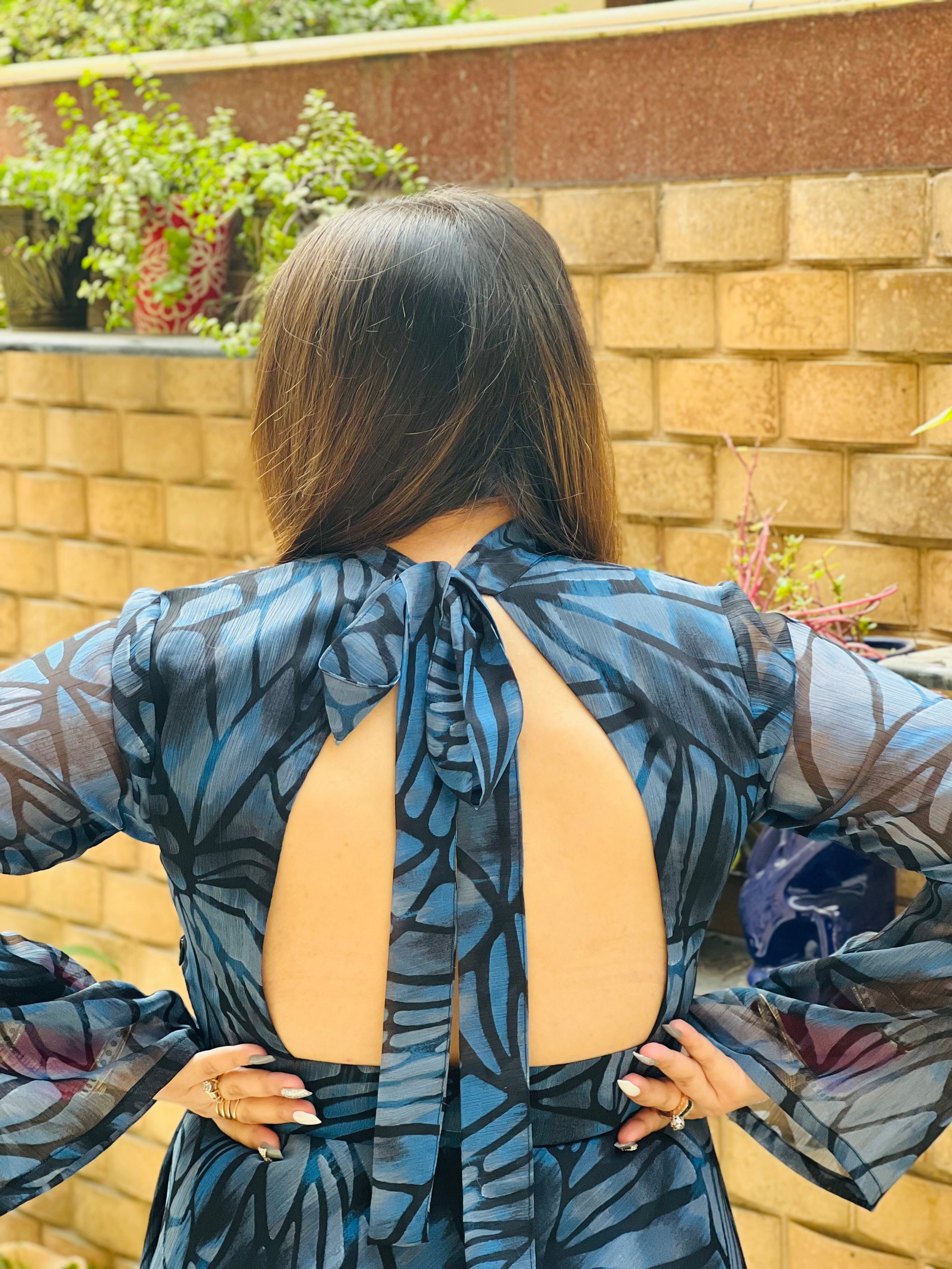 Navy Blue Fish Fin Dress