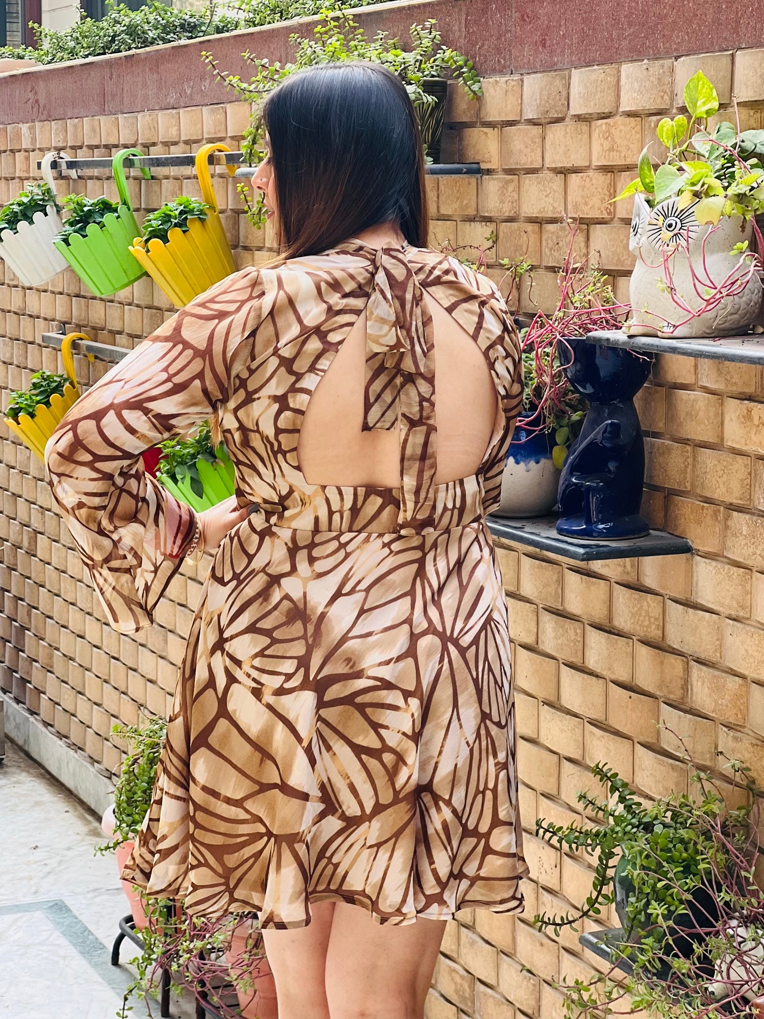 Beige Fish Fin Dress