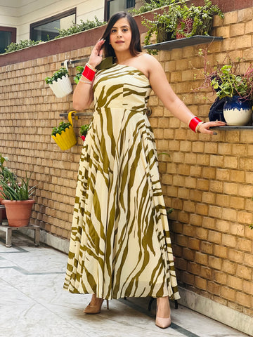 Cream - Olive Zebra Maxi