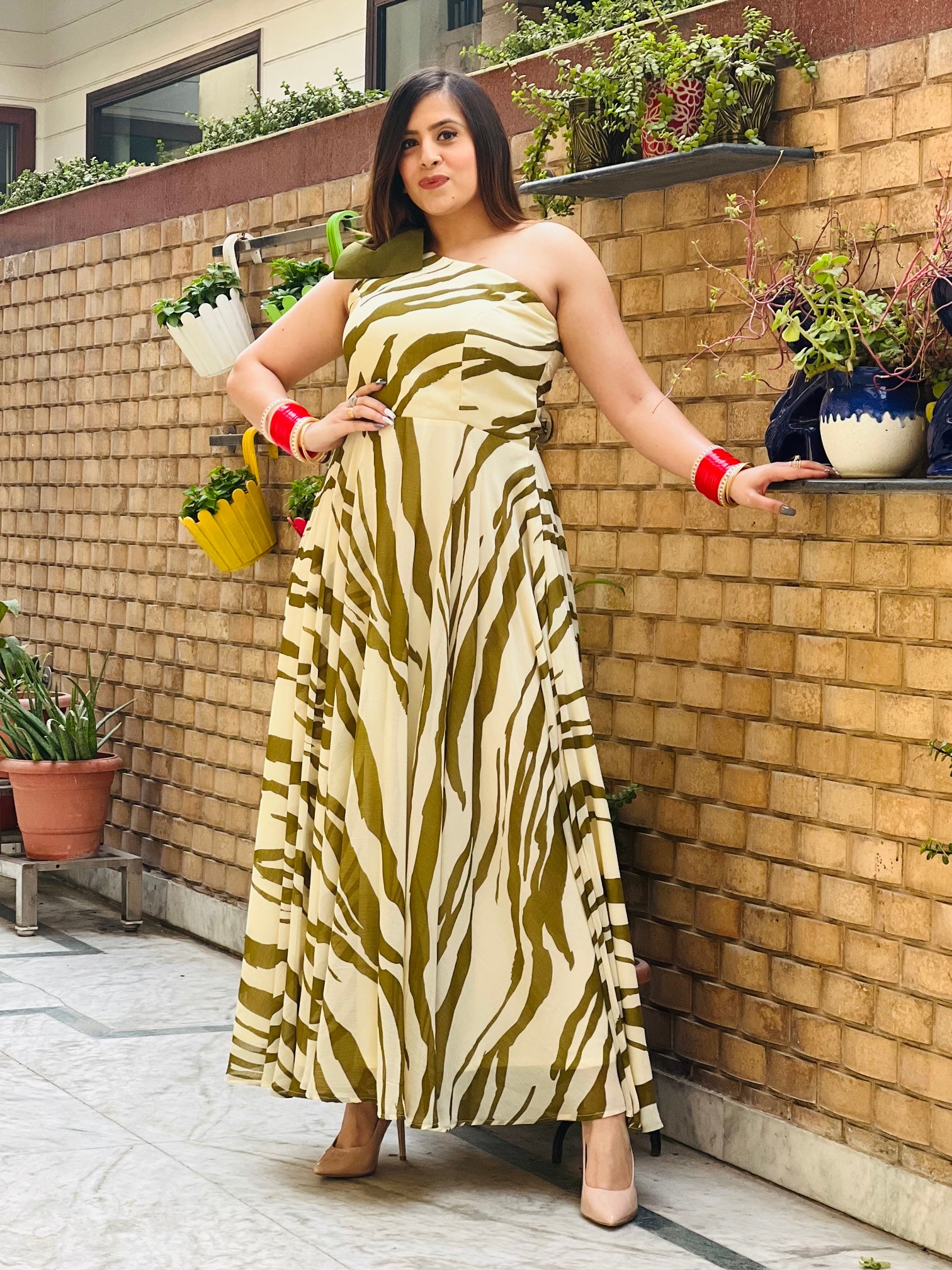 Cream - Olive Zebra Maxi