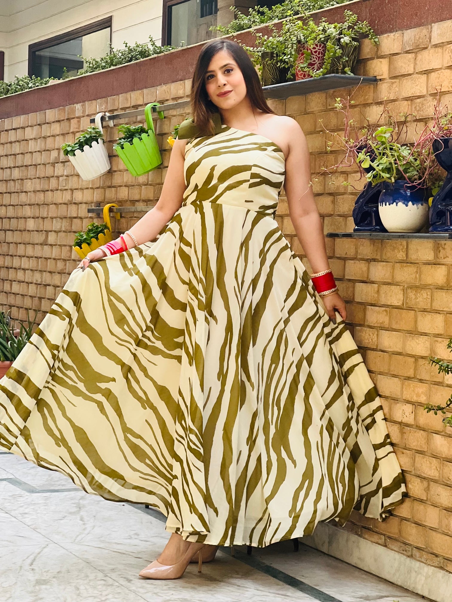 Cream - Olive Zebra Maxi
