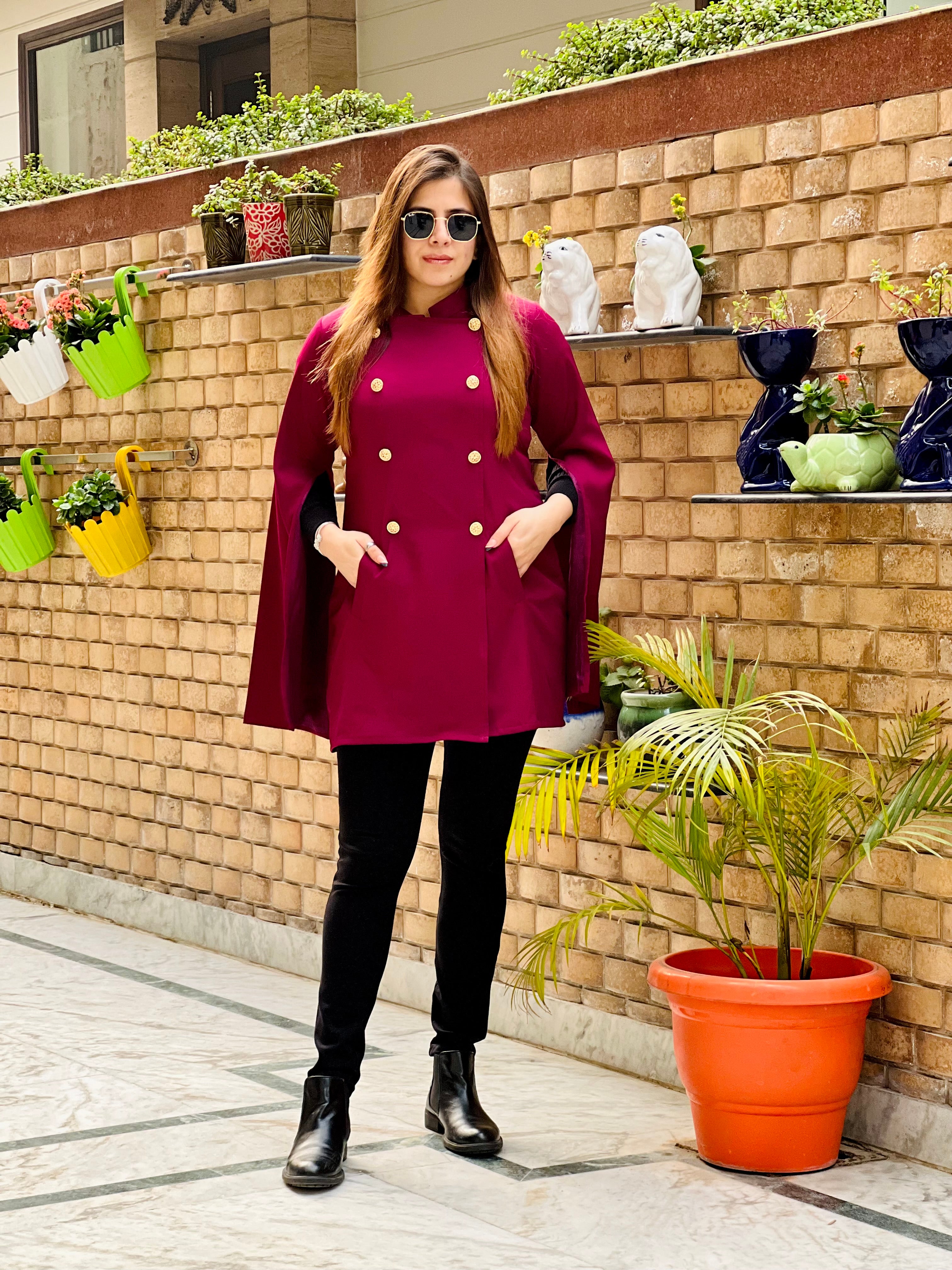 Wine Cape Coat