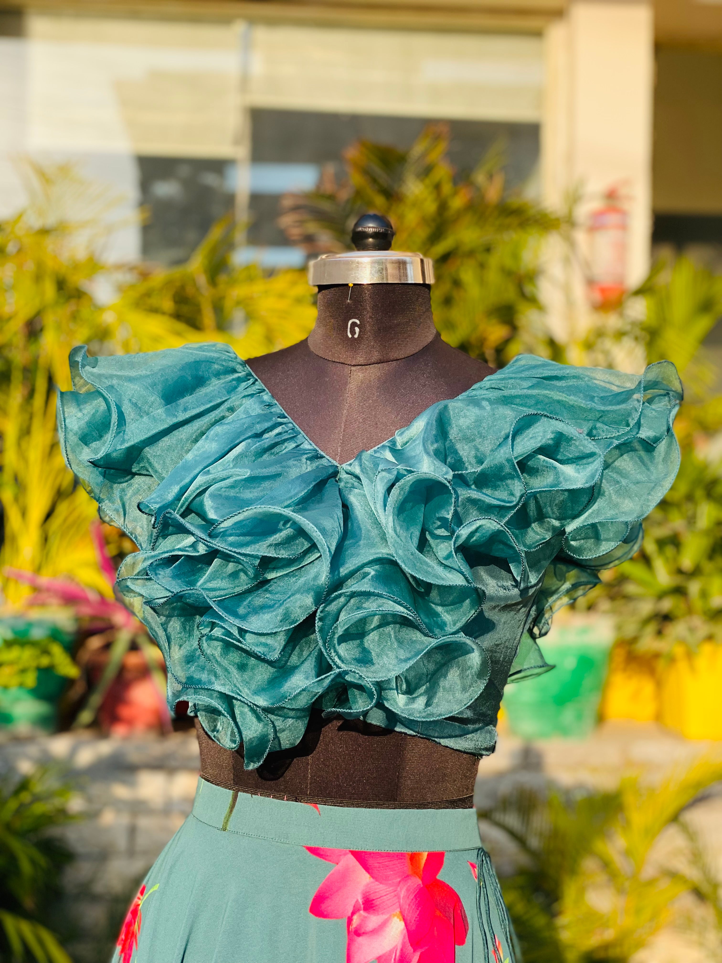 Forest Green Ruffled Blouse