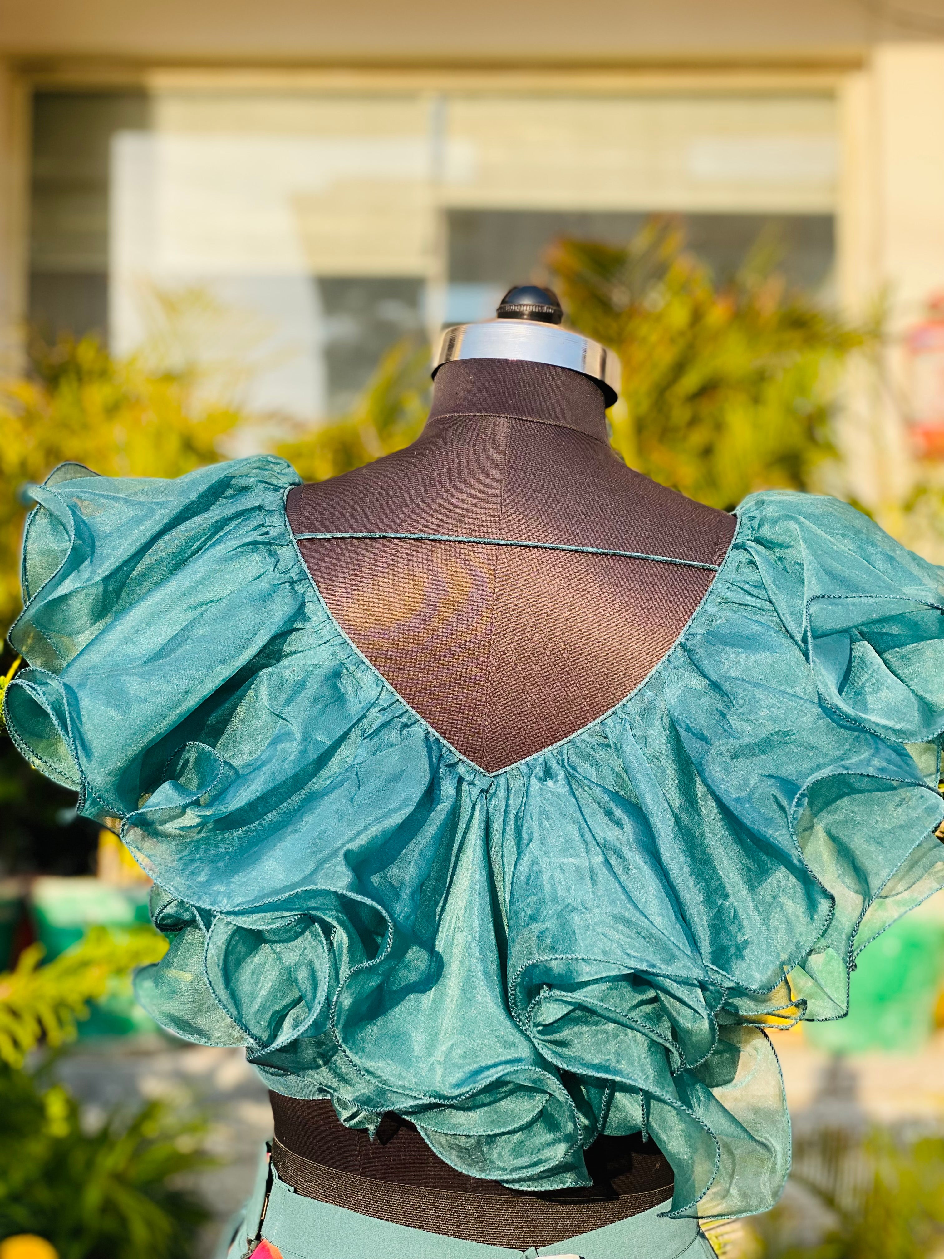 Forest Green Ruffled Blouse