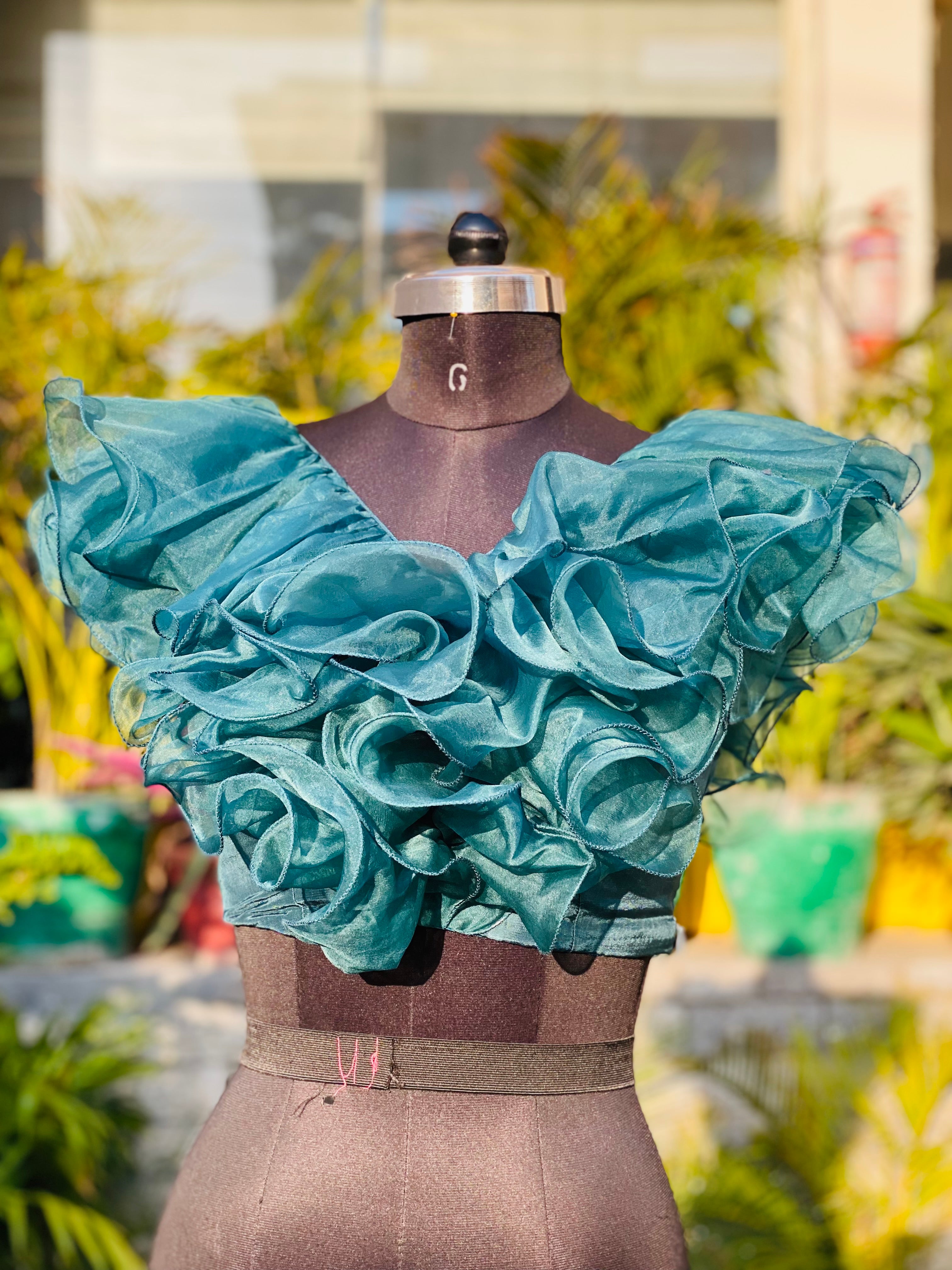 Forest Green Ruffled Blouse