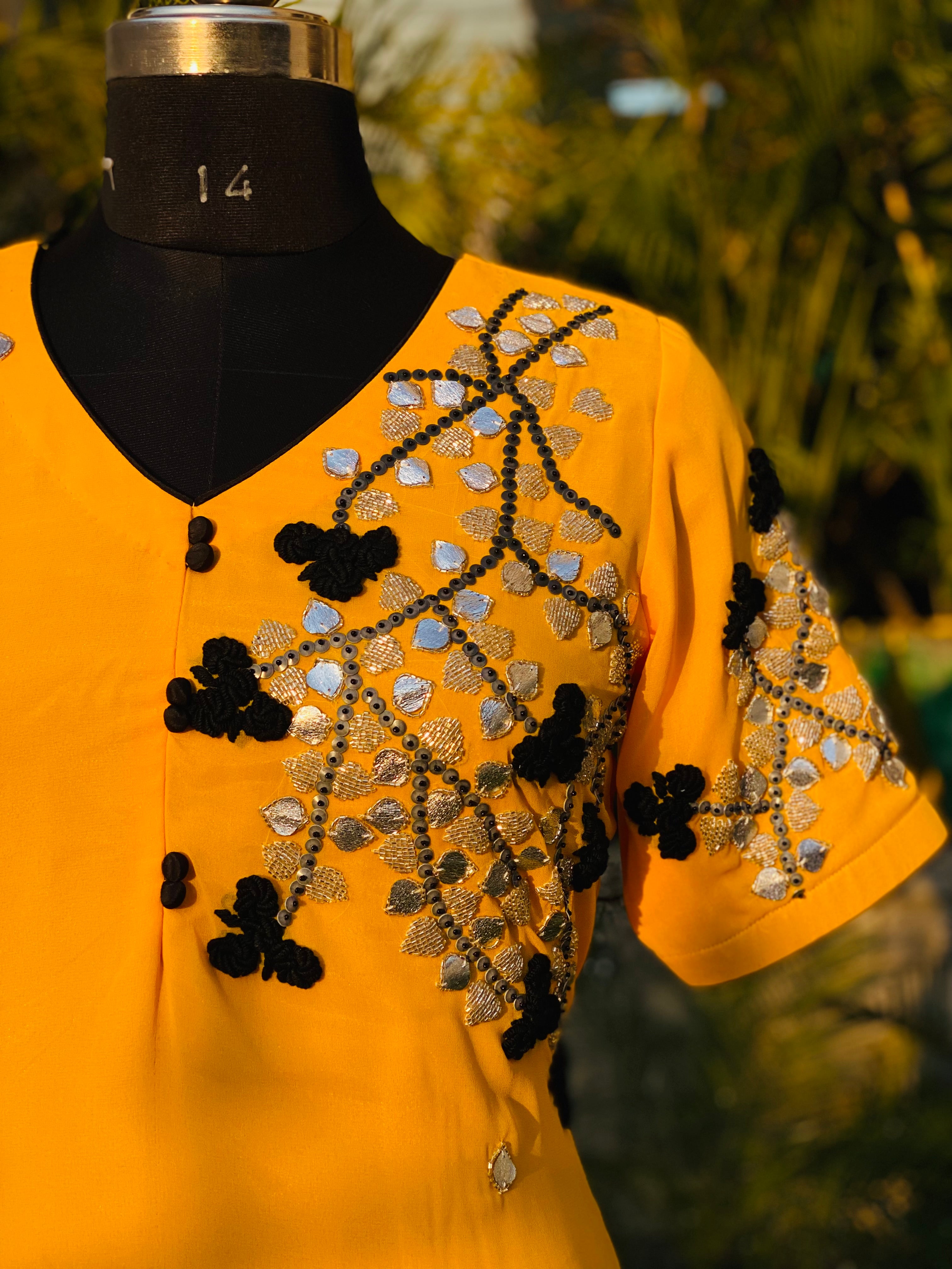 Yellow Embroidered Kurti